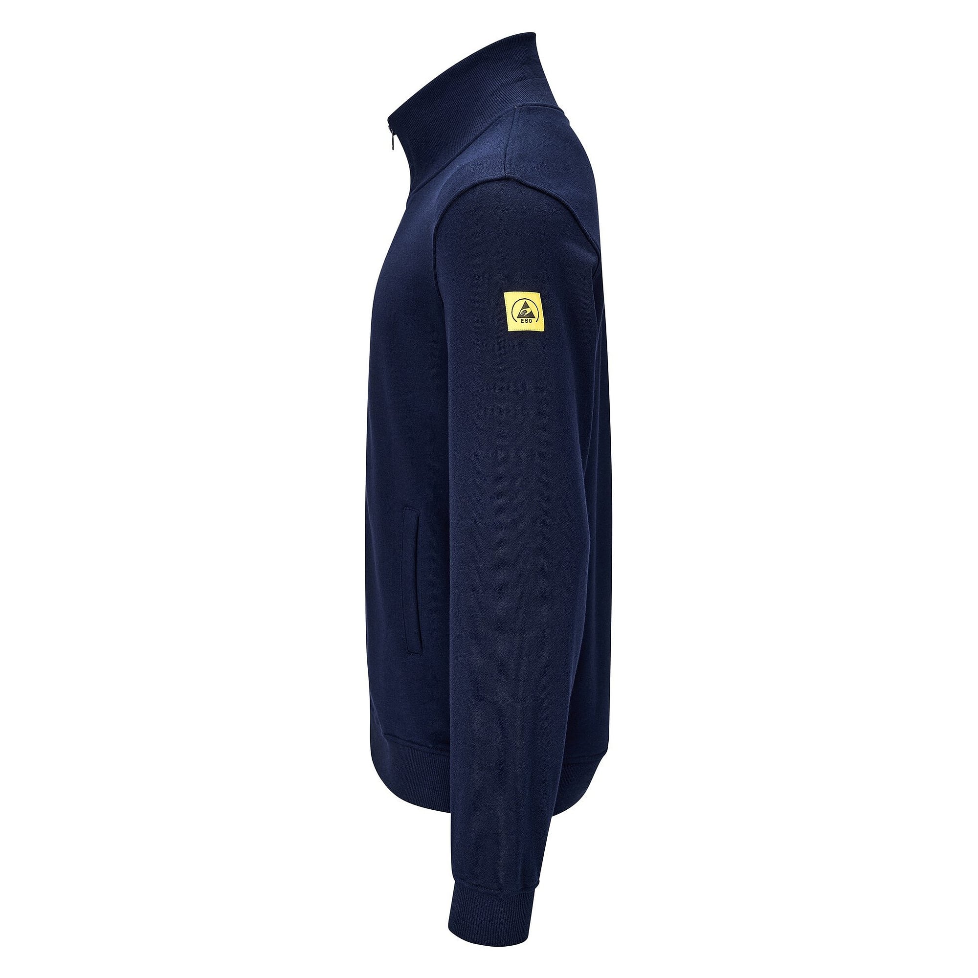 Veste sweat ESD zippée, 300 g/m², 10 % carbone, unisexe, bleu marine, taille S - Safeguard SG-SJ-MB-300-L40