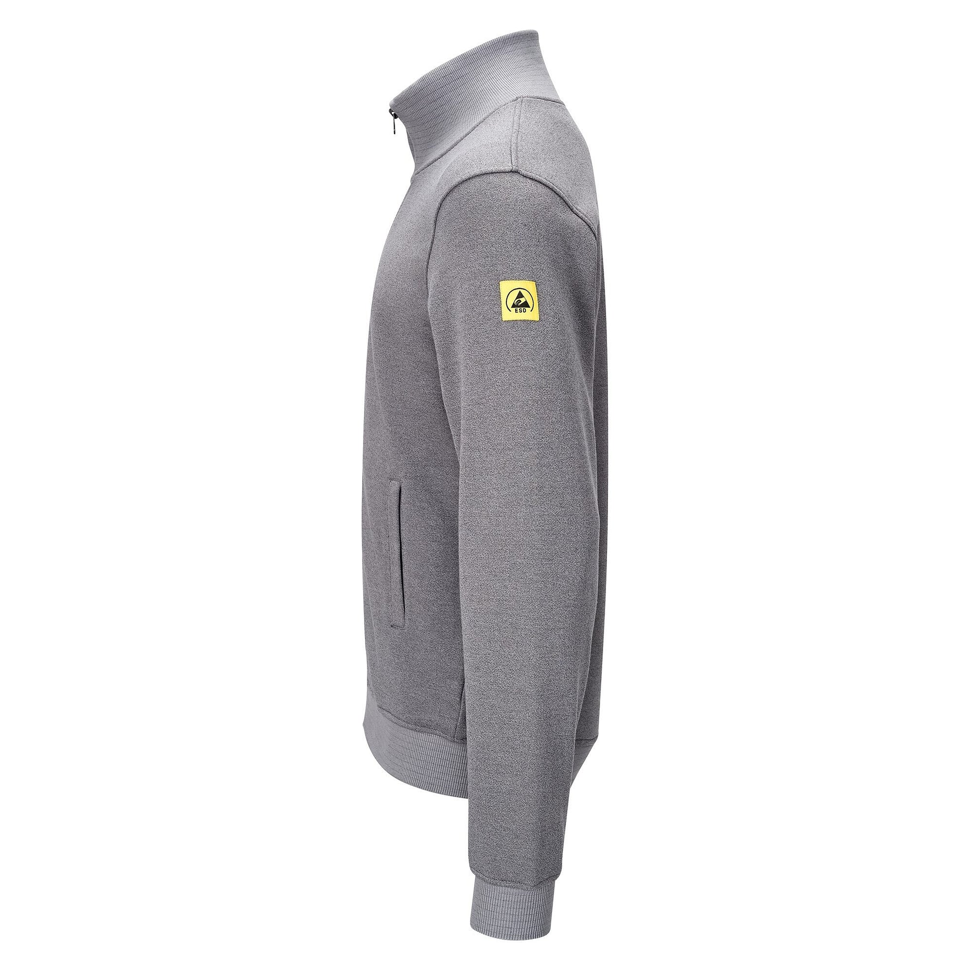 Veste sweat ESD zippée à col montant, 300 g/m², grise, taille S - Safeguard SG-SJ-GR-300-L40