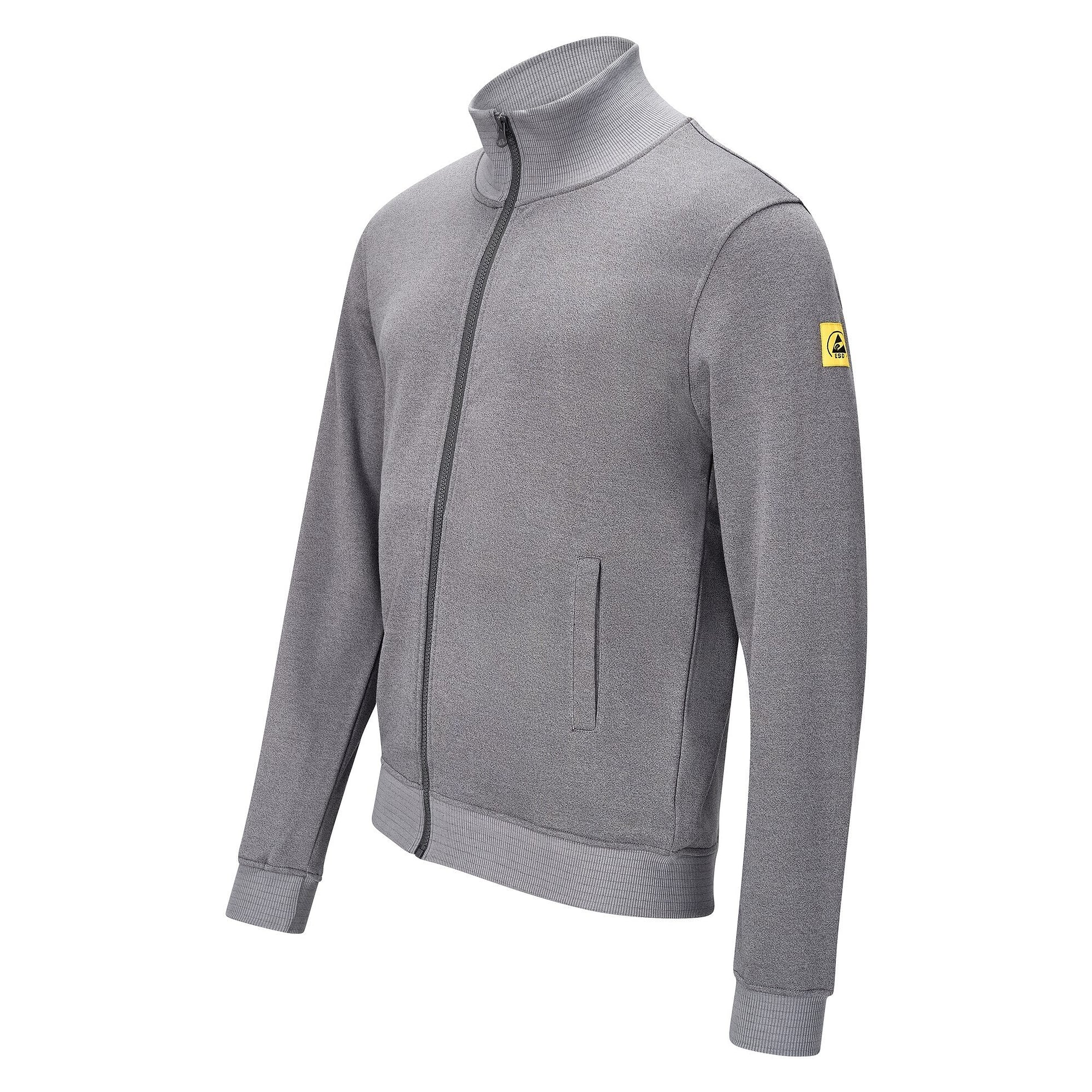 Veste sweat ESD zippée à col montant, 300 g/m², grise, taille XXL - Safeguard SG-SJ-GR-300-L40