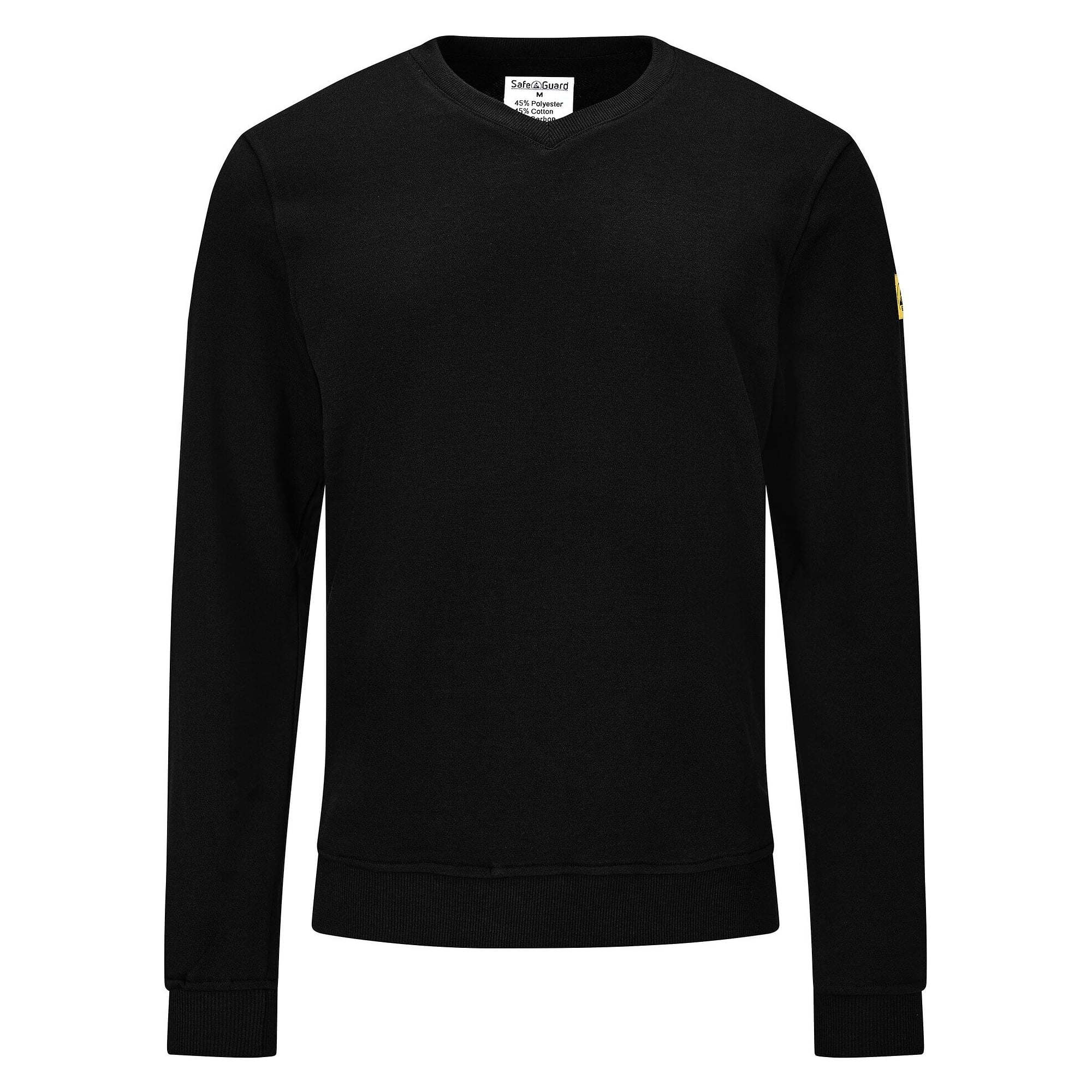 Sweat-shirt ESD col en V, 300 g/m², 10 % carbone, noir, taille 3XL - Safeguard SG-SS-SCH-300-L20