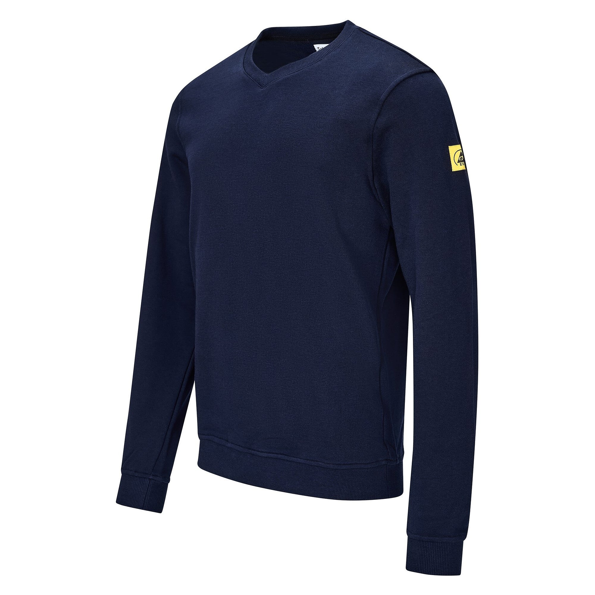Sweat-shirt ESD col en V, 300 g/m², 10 % carbone, bleu marine, taille L - Safeguard SG-SS-MB-300-L20