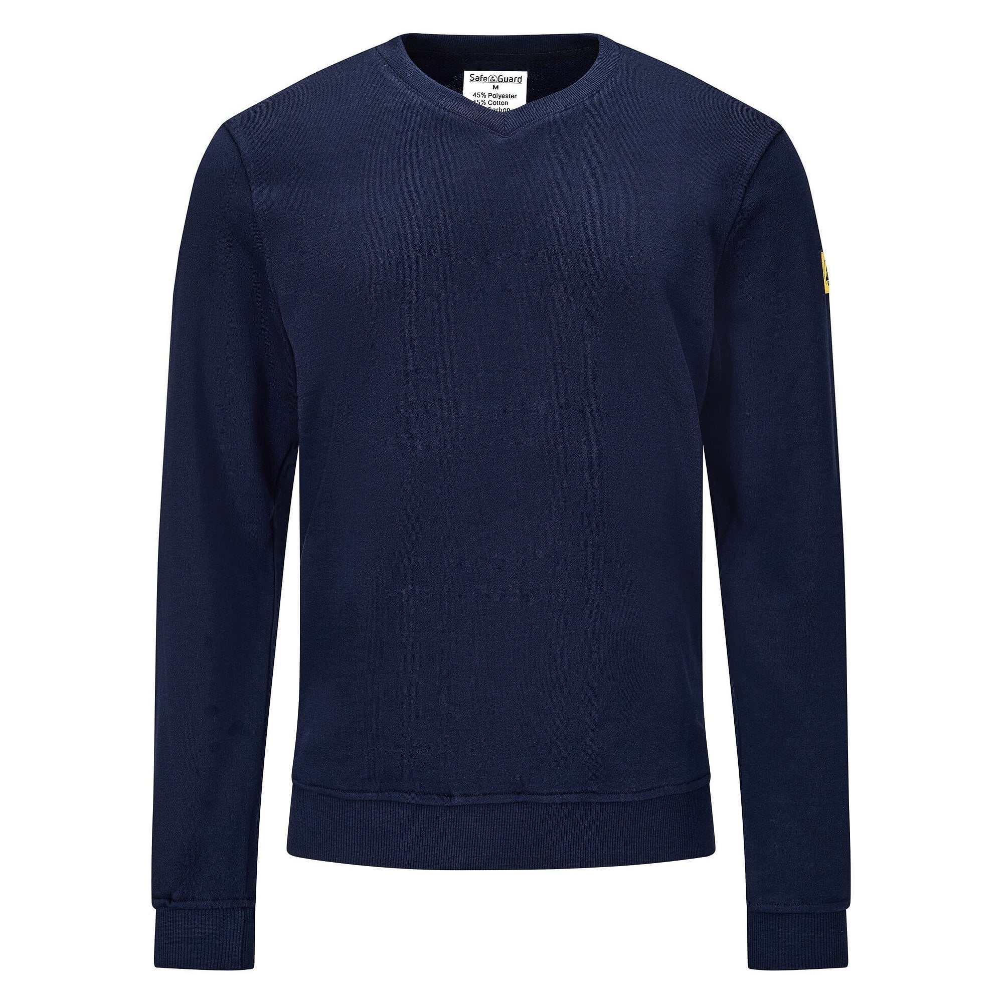 Sweat-shirt ESD col en V, 300 g/m², 10 % carbone, bleu marine, taille 4XL - Safeguard SG-SS-MB-300-L20
