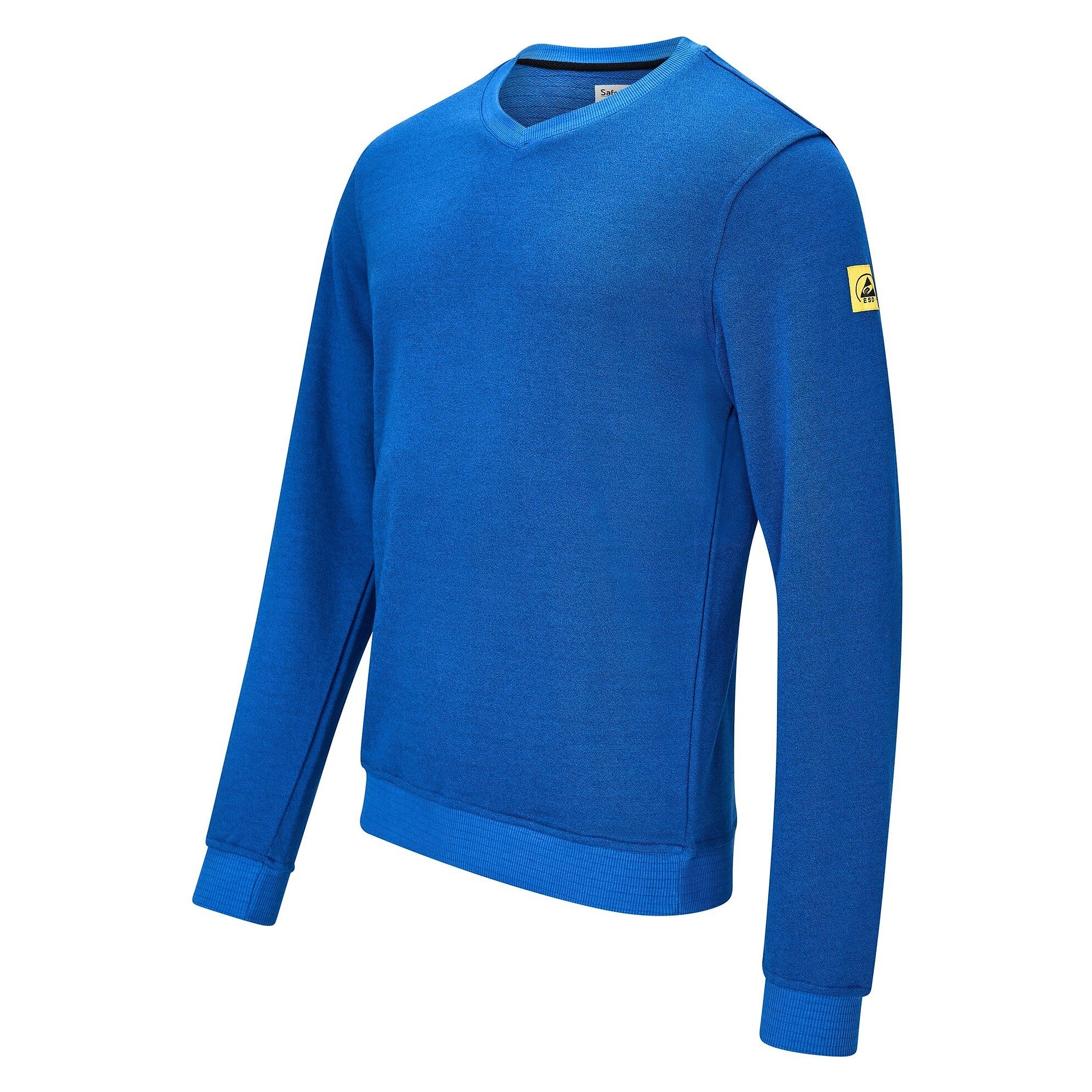 Sweat-shirt ESD col en V, 300 g/m², 10 % carbone, bleu roi, taille XL - Safeguard SG-SS-RB-300-L20