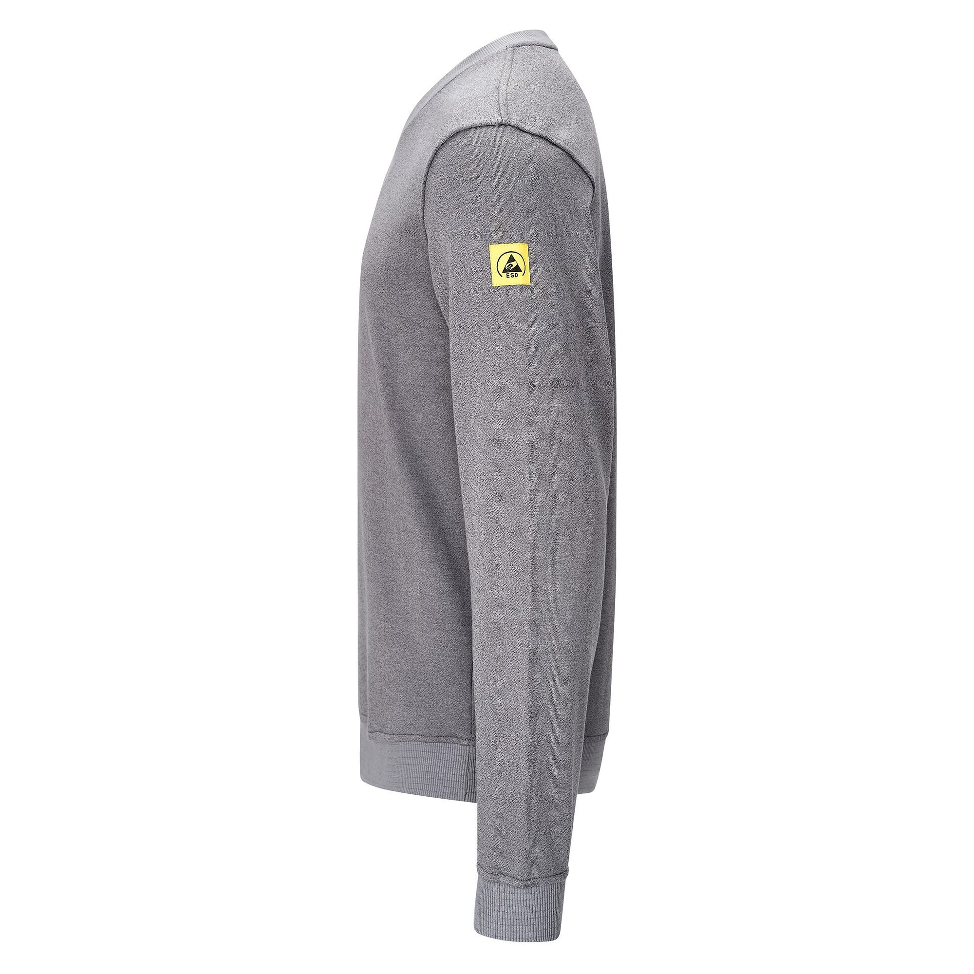 Sweat-shirt ESD col en V, 300 g/m², 10 % carbone, gris, coupe confort, taille XL - Safeguard SG-SS-GR-300-L20