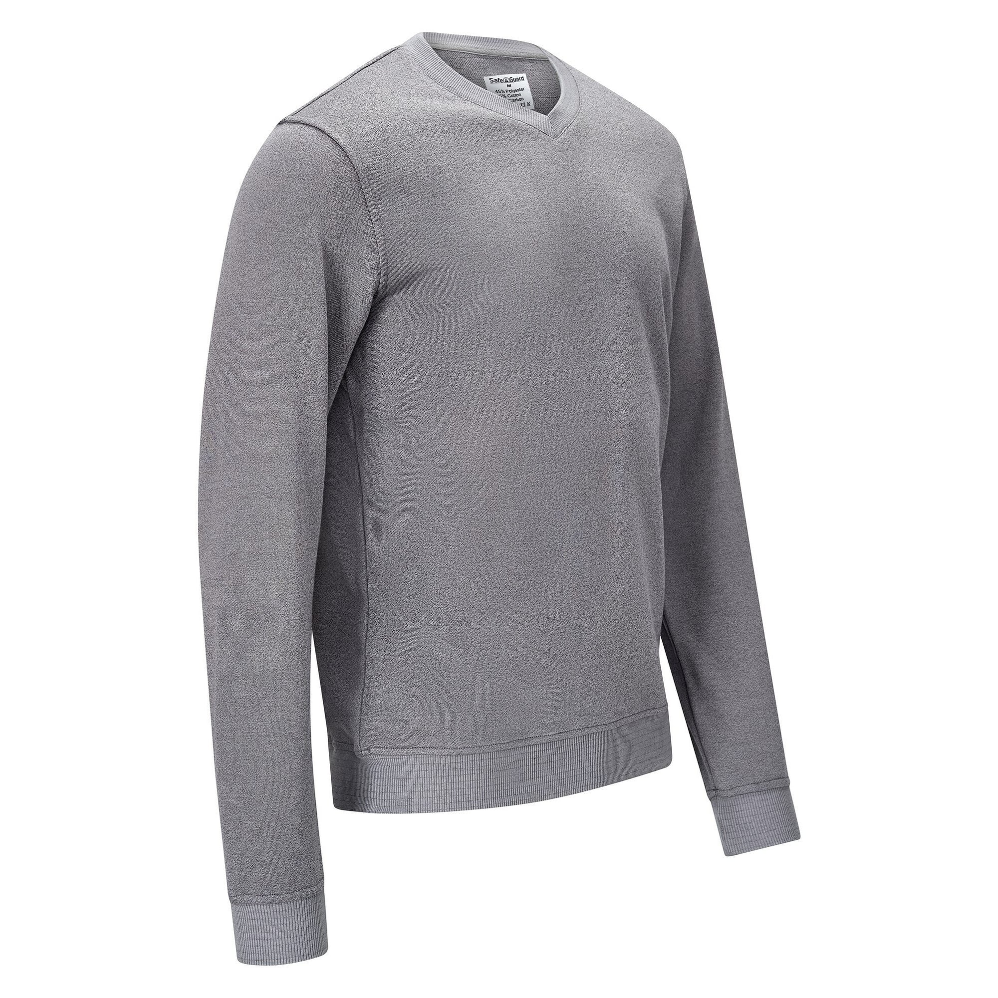 Sweat-shirt ESD col en V, 300 g/m², 10 % carbone, gris, coupe confort, taille 4XL - Safeguard SG-SS-GR-300-L20