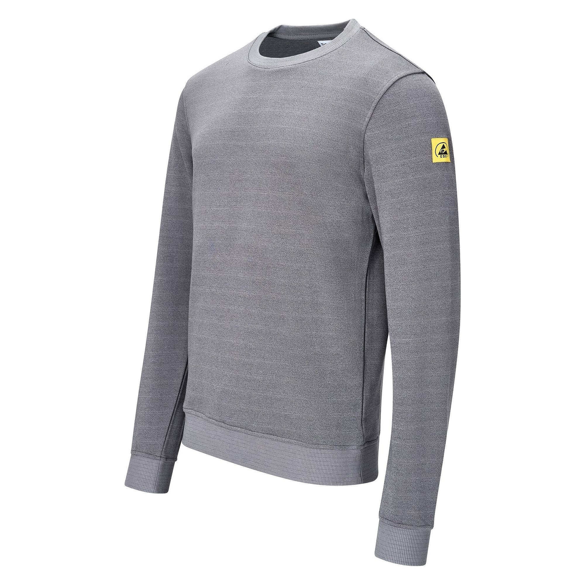 Sweat-shirt ESD col rond, 300 g/m², 10 % carbone, gris, coupe confort, taille XS - Safeguard SG-SS-GR-300-L10