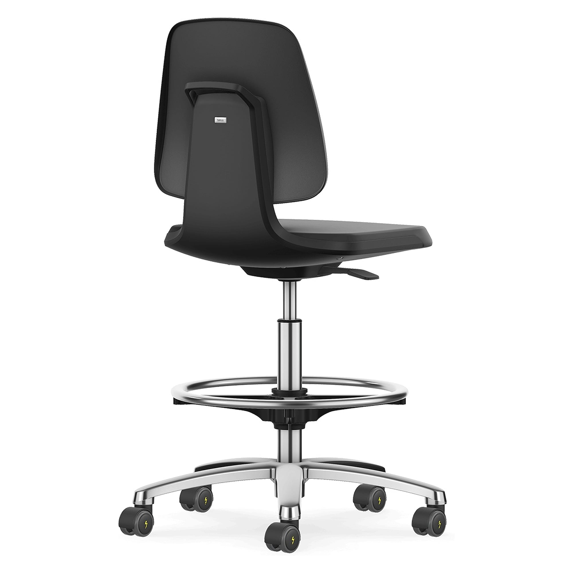 Siège de laboratoire ESD LABSIT 4 à roulettes freinées et repose-pieds, Skintec noir - Bimos 9125E-4000-3218