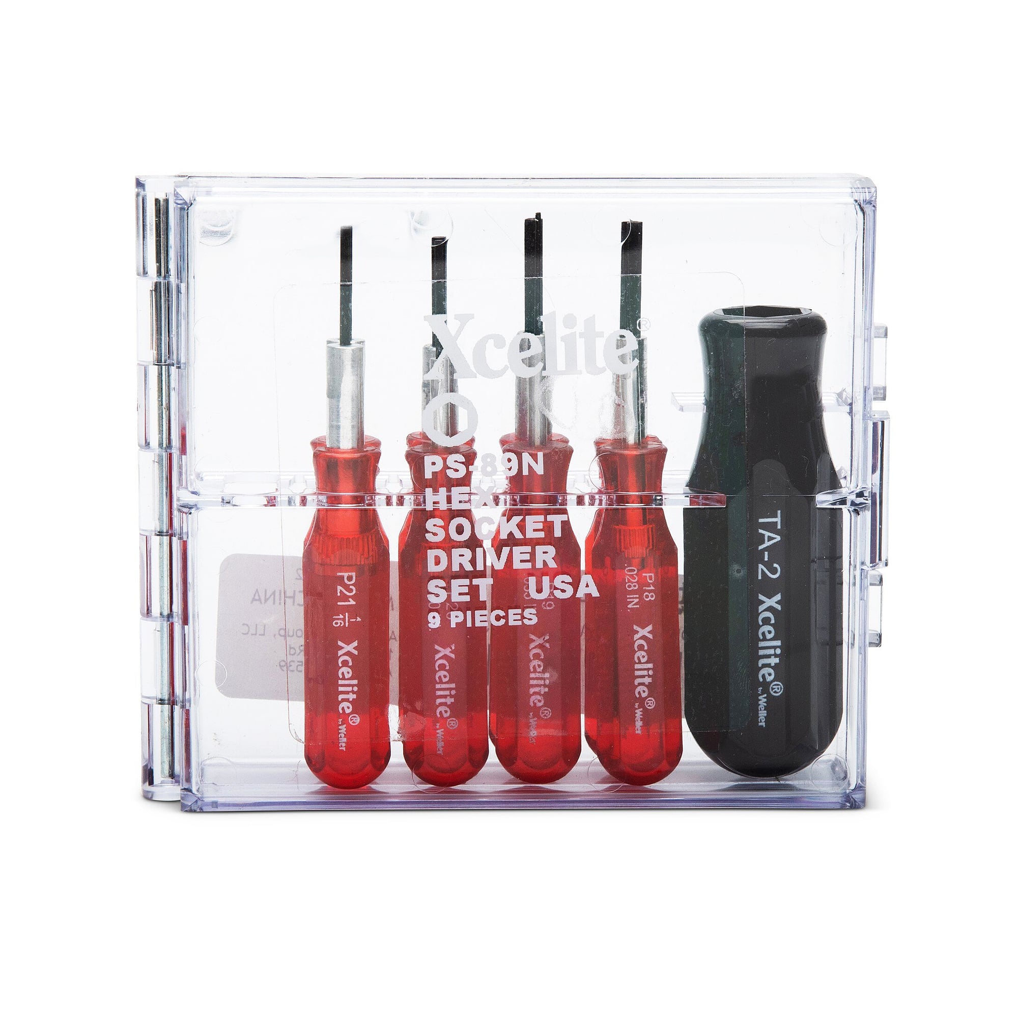 Convertible mini hex screwdriver set, 9 pieces, 0.028 to 1/8 in, in case - Weller PS89N