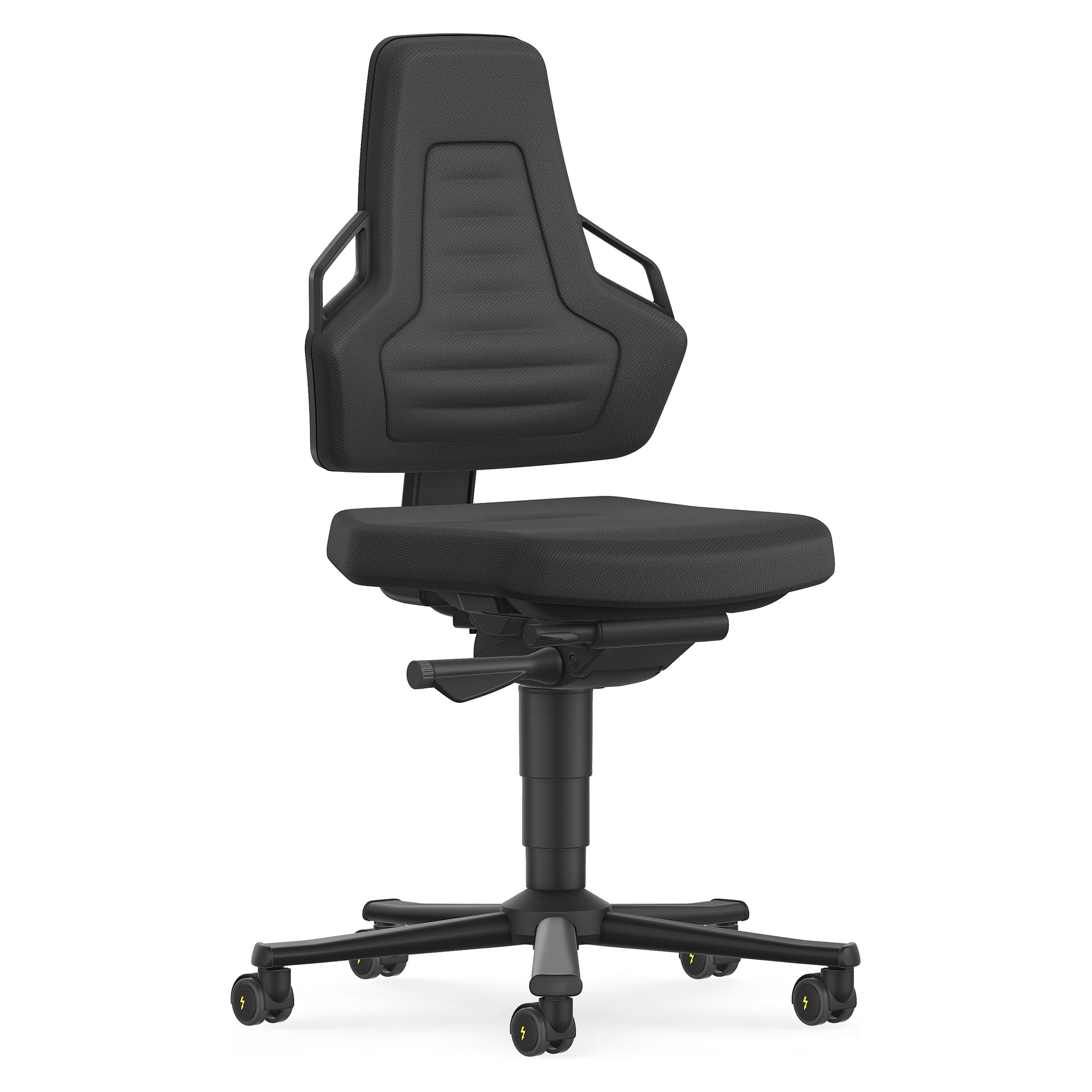 ESD-Arbeitsstuhl Nexxit 2 mit Rollen, Polster Skintec schwarz, mit Griffen - Bimos 9033E-4000-3218