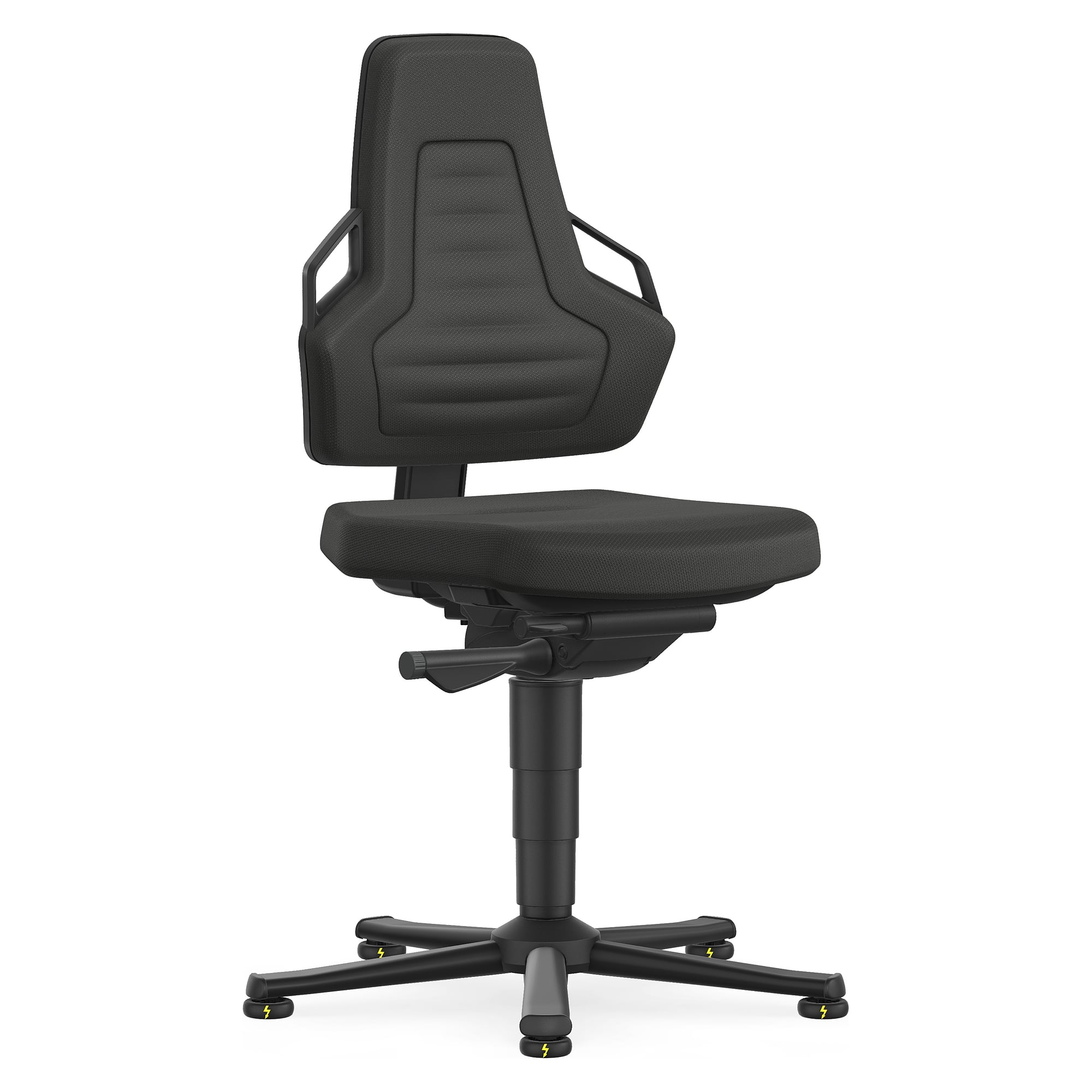 ESD-Arbeitsstuhl Nexxit 1 mit Gleitern, Polster Skintec schwarz, mit Griffen - Bimos 9030E-4000-3218