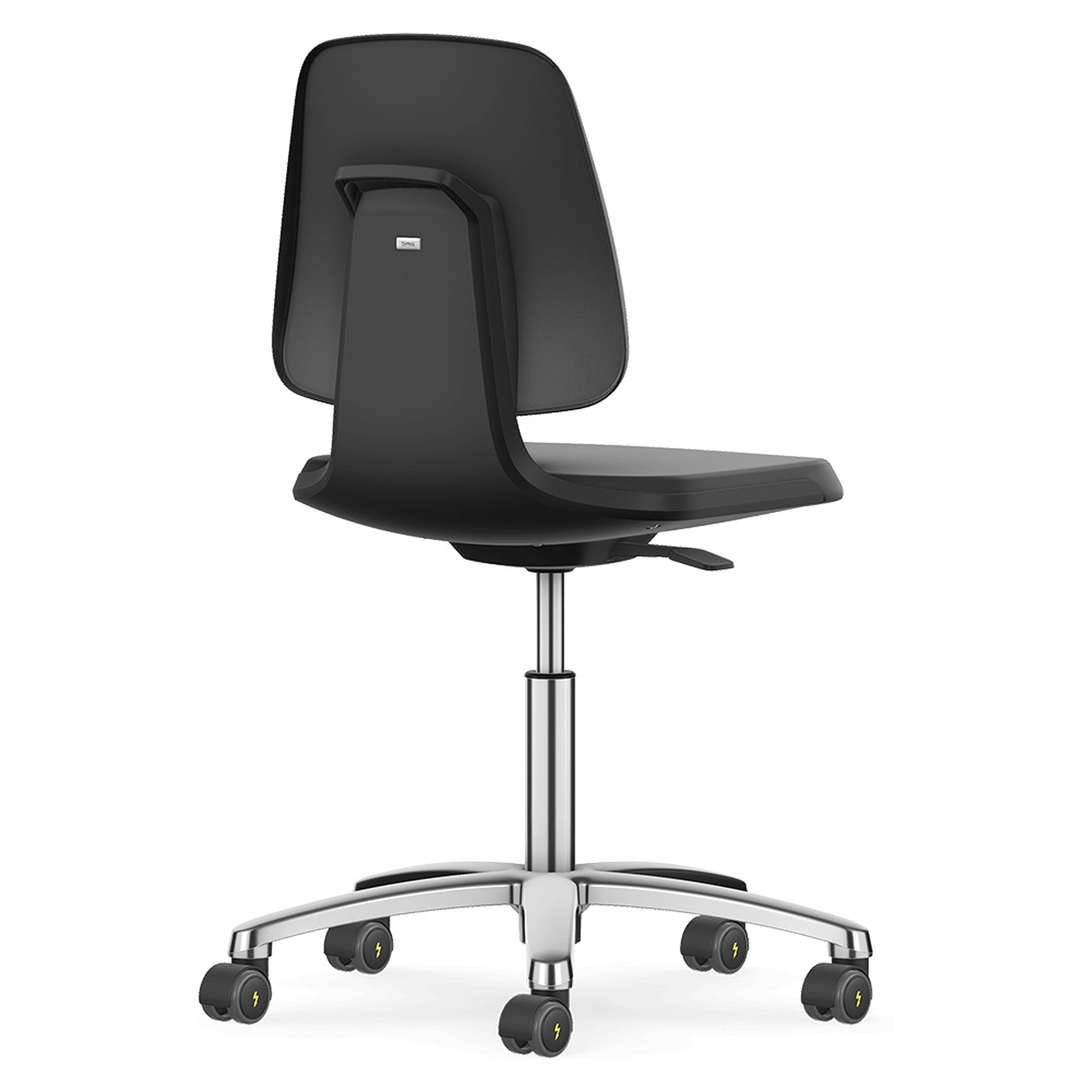 Siège pivotant de laboratoire ESD LABSIT 2 à roulettes, Skintec noir, assise 450-650 mm - Bimos 9123E-4000