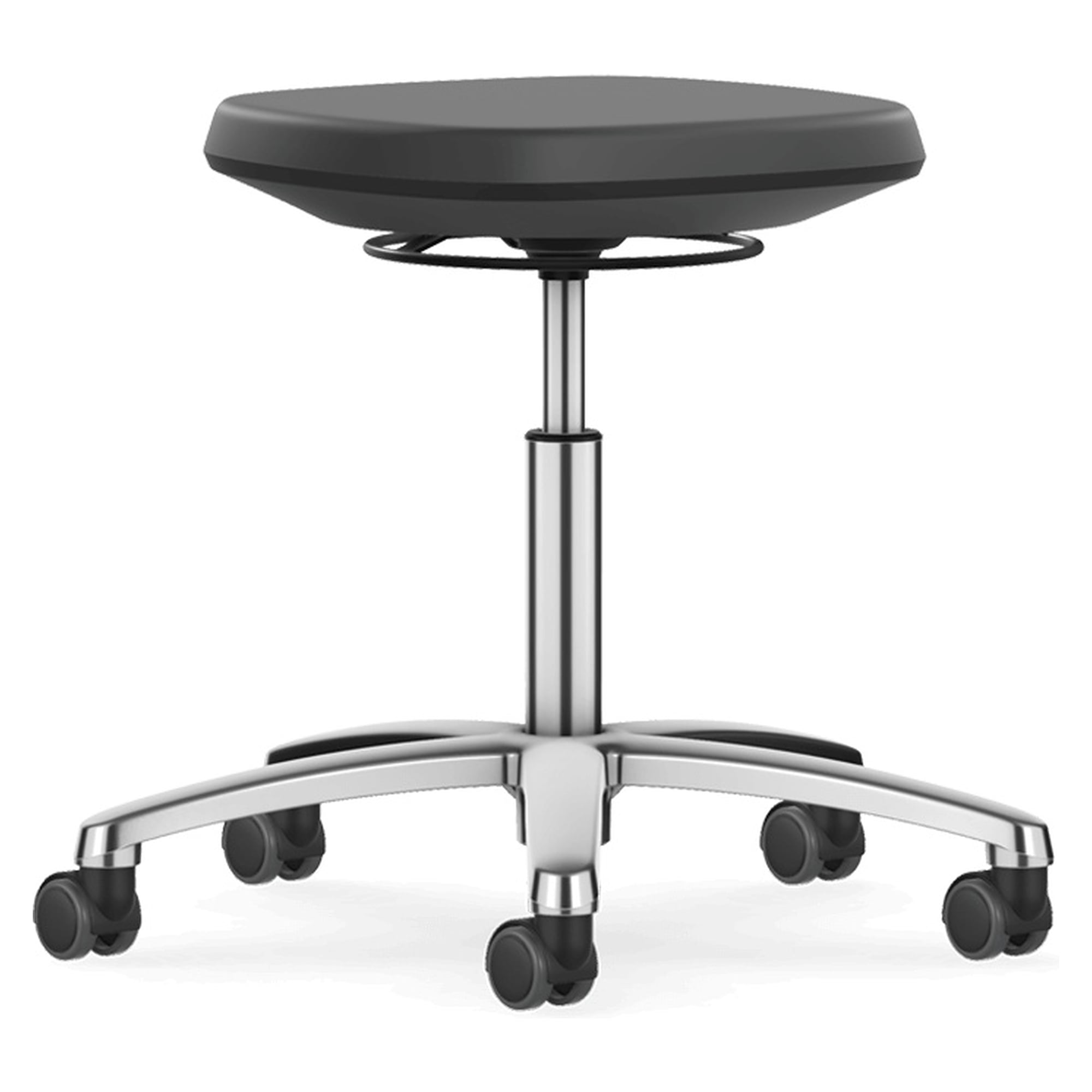 Laboratory stool LABSIT with castors, Skintec black seat cushion, no backrest - Bimos 9127-4000