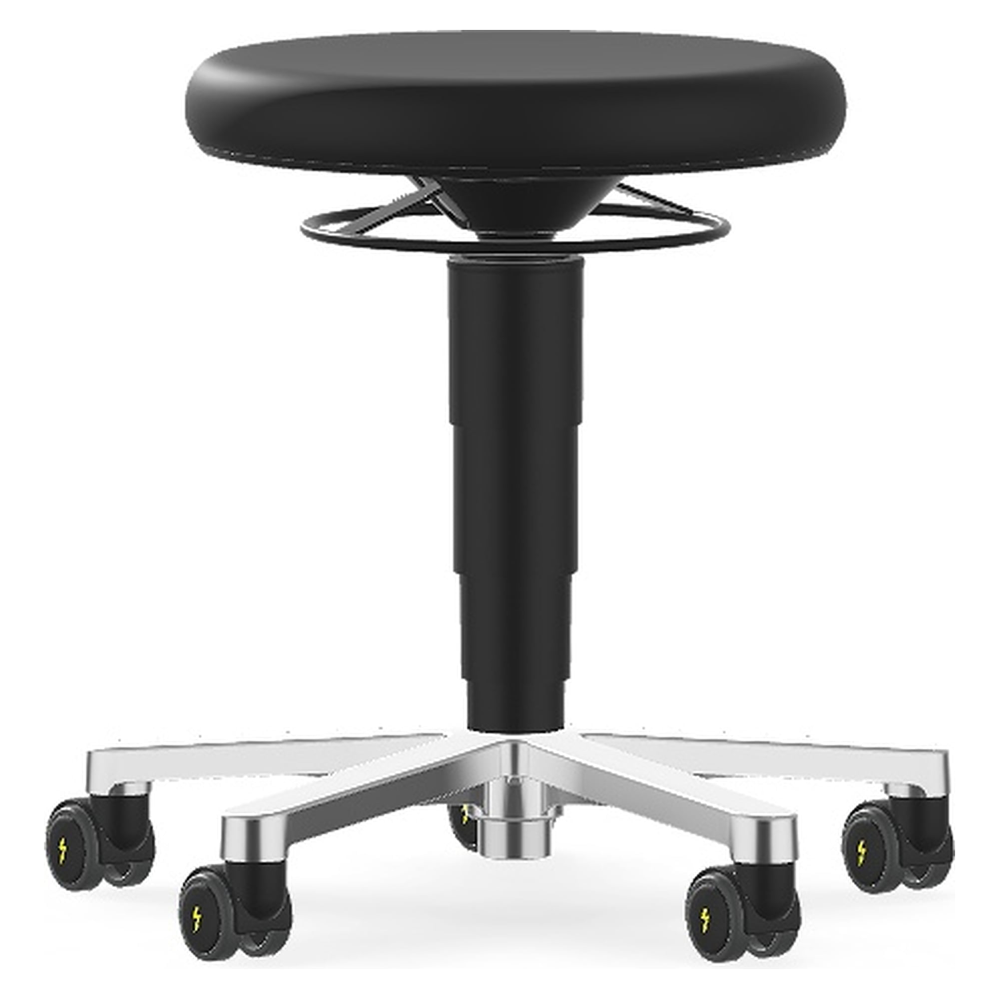 ESD-Hocker 2 mit Rollen, Skintec schwarz, Sitzhöhe 450-650 mm, für die EPA - Bimos 9463E-4000