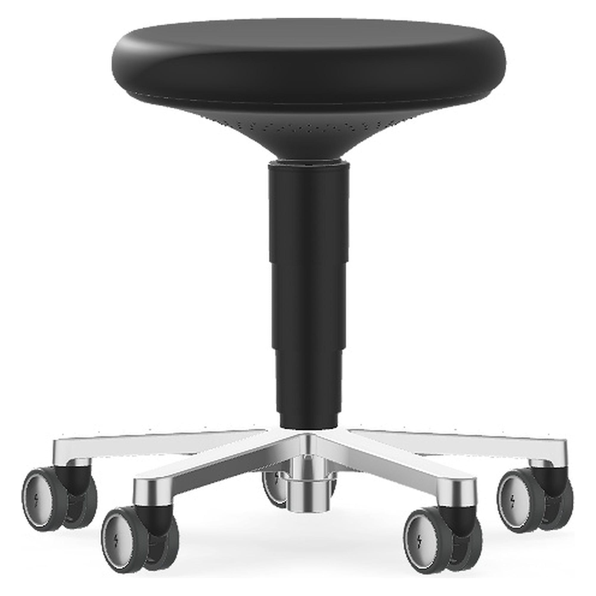 Tabouret salle blanche 2 à roulettes, mousse intégrale noire, hauteur d'assise 450-650 mm - Bimos 9463R-4000