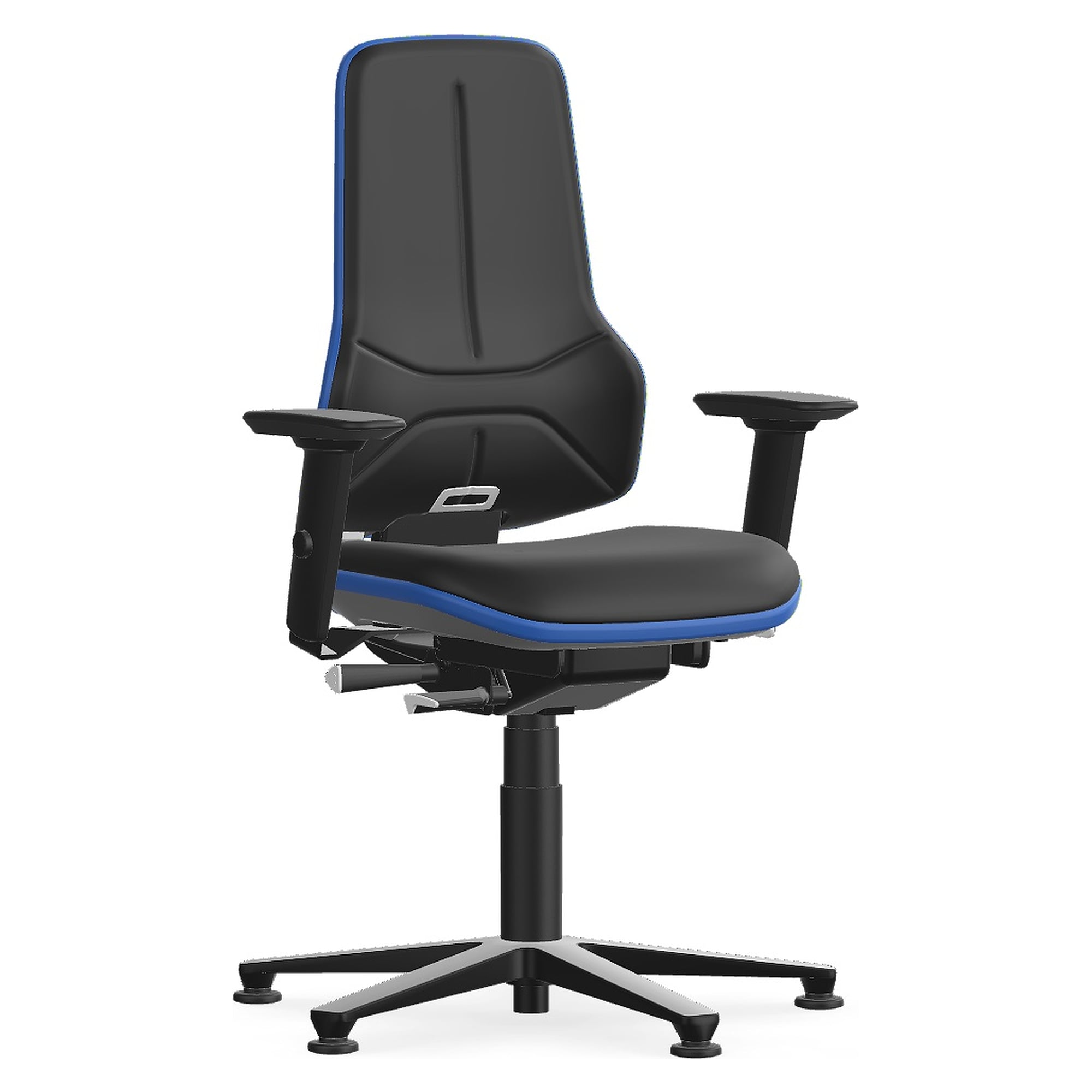 Heavy-duty swivel work chair Neon XXL up to 180 kg, black integral foam, blue flexband - Bimos 9575-4000-3277