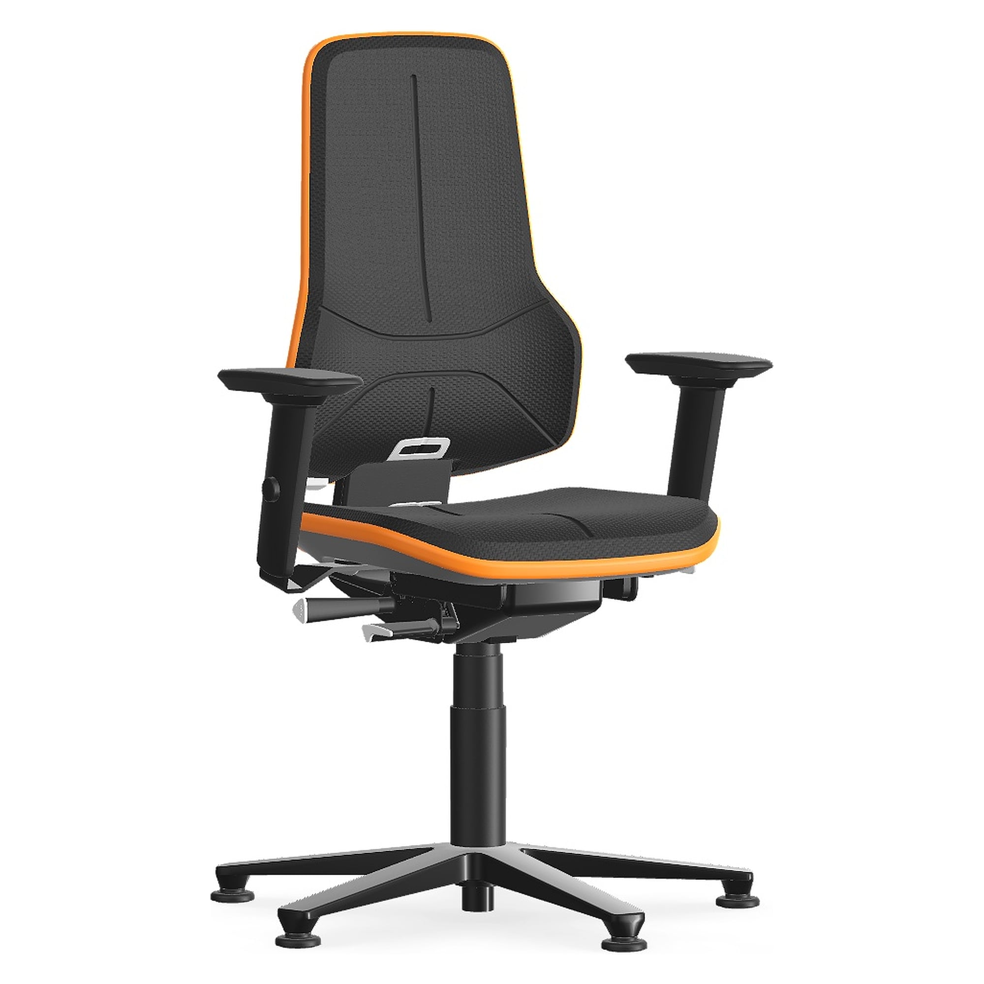 Siège de travail renforcé Neon XXL jusqu'à 180 kg, mousse intégrale noire, flexband orange - Bimos 9575-4000-3279