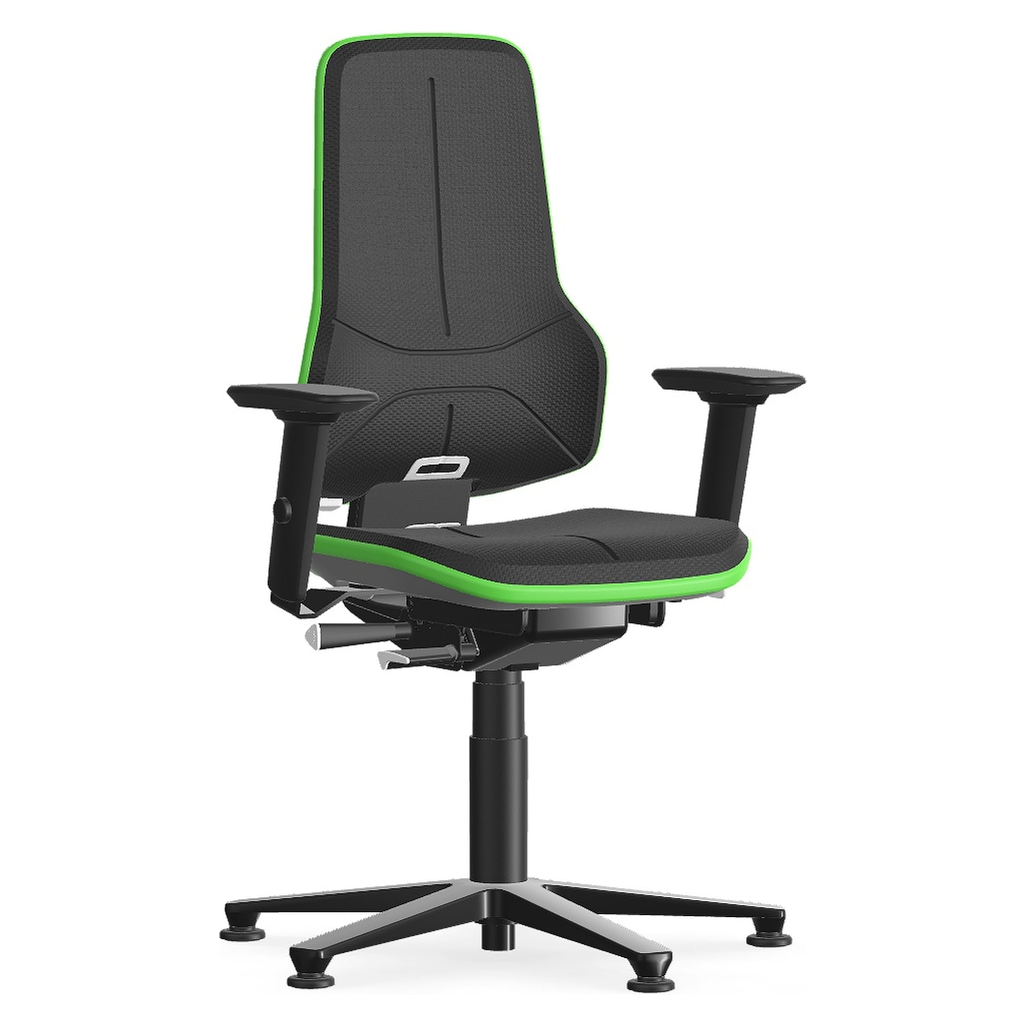 Heavy-duty swivel work chair Neon XXL up to 180 kg, black integral foam, green flexband - Bimos 9575-4000-3280