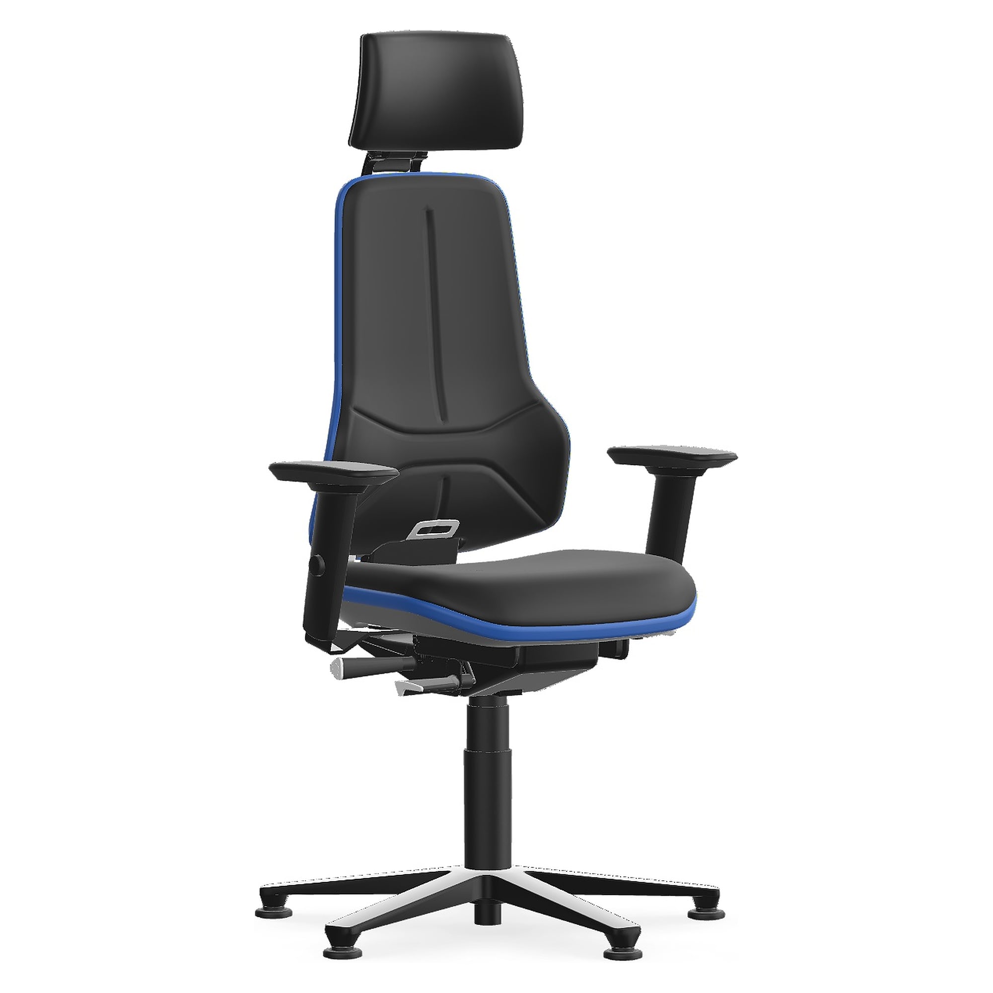 Schwerlast-Arbeitsdrehstuhl Neon XXL mit Kopfstütze, bis 180 kg, Integralschaum, Flexband blau - Bimos 9576-4000-3277