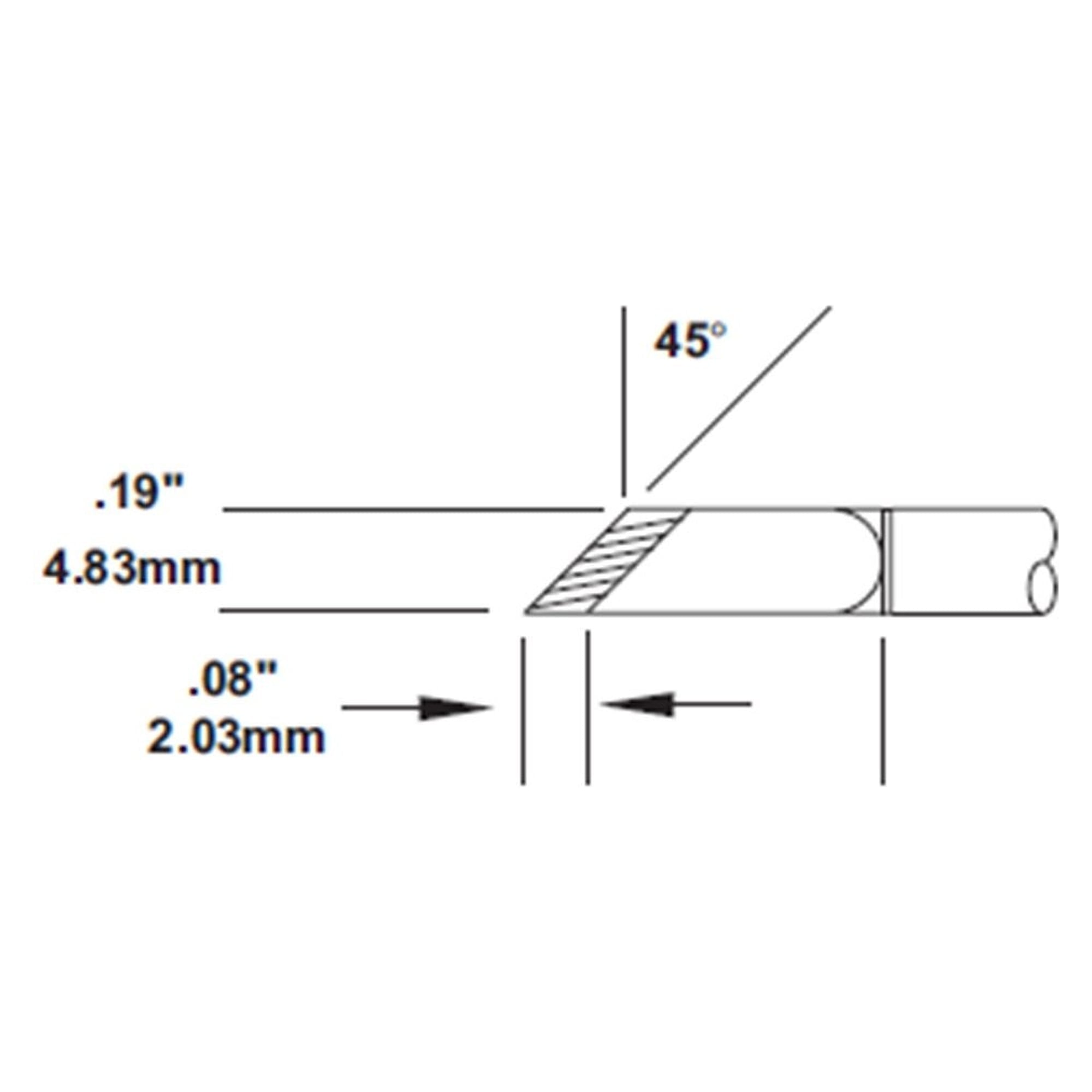 Cartouche de panne de rework SMC en couteau 4,83 x 2,03 mm, 330 °C, série 600 - Metcal SMC-6KN0048S