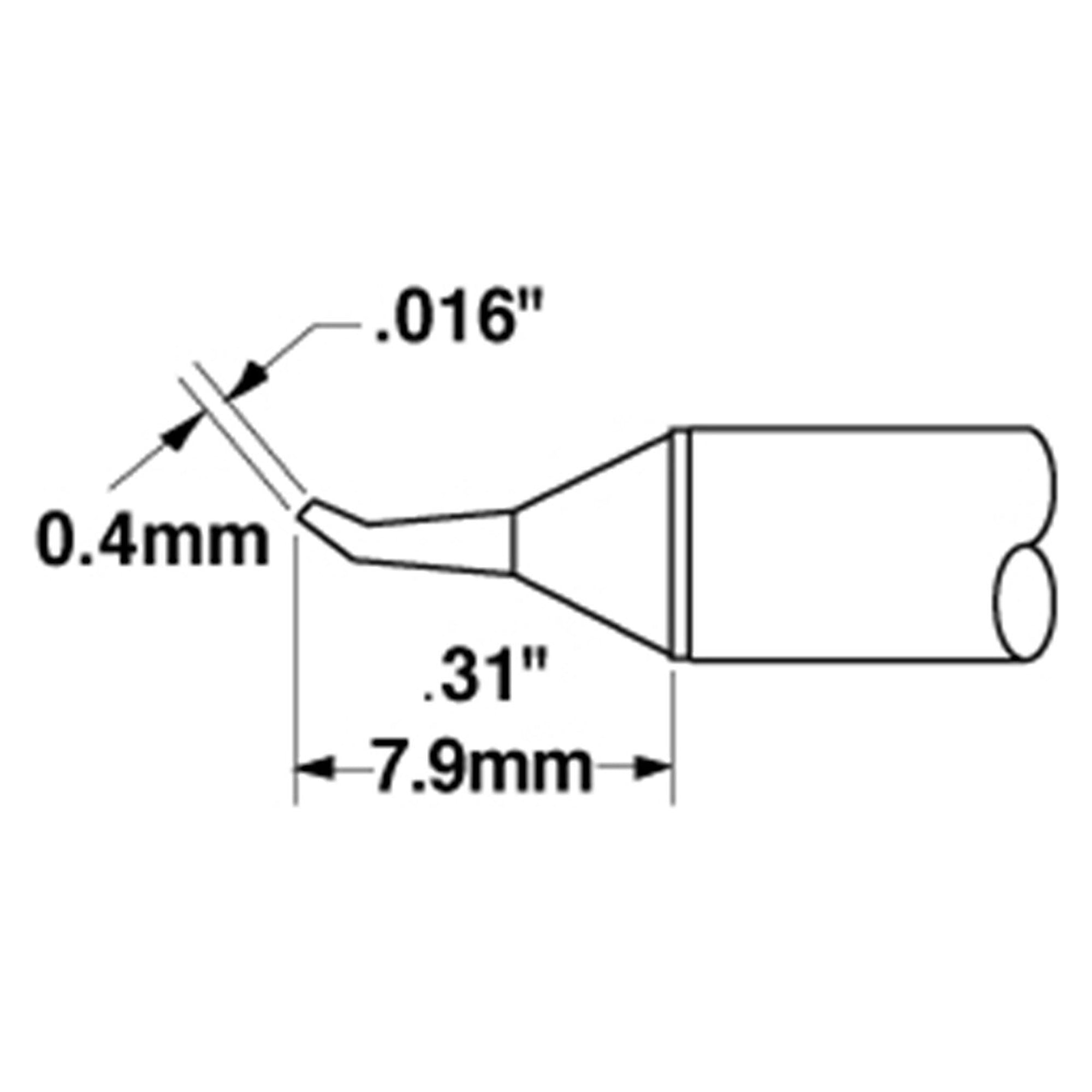 CVC soldering tip cartridge, conical reach 0.4 x 7.9 mm, 330 °C, 600 series - Metcal CVC-6CN0004R
