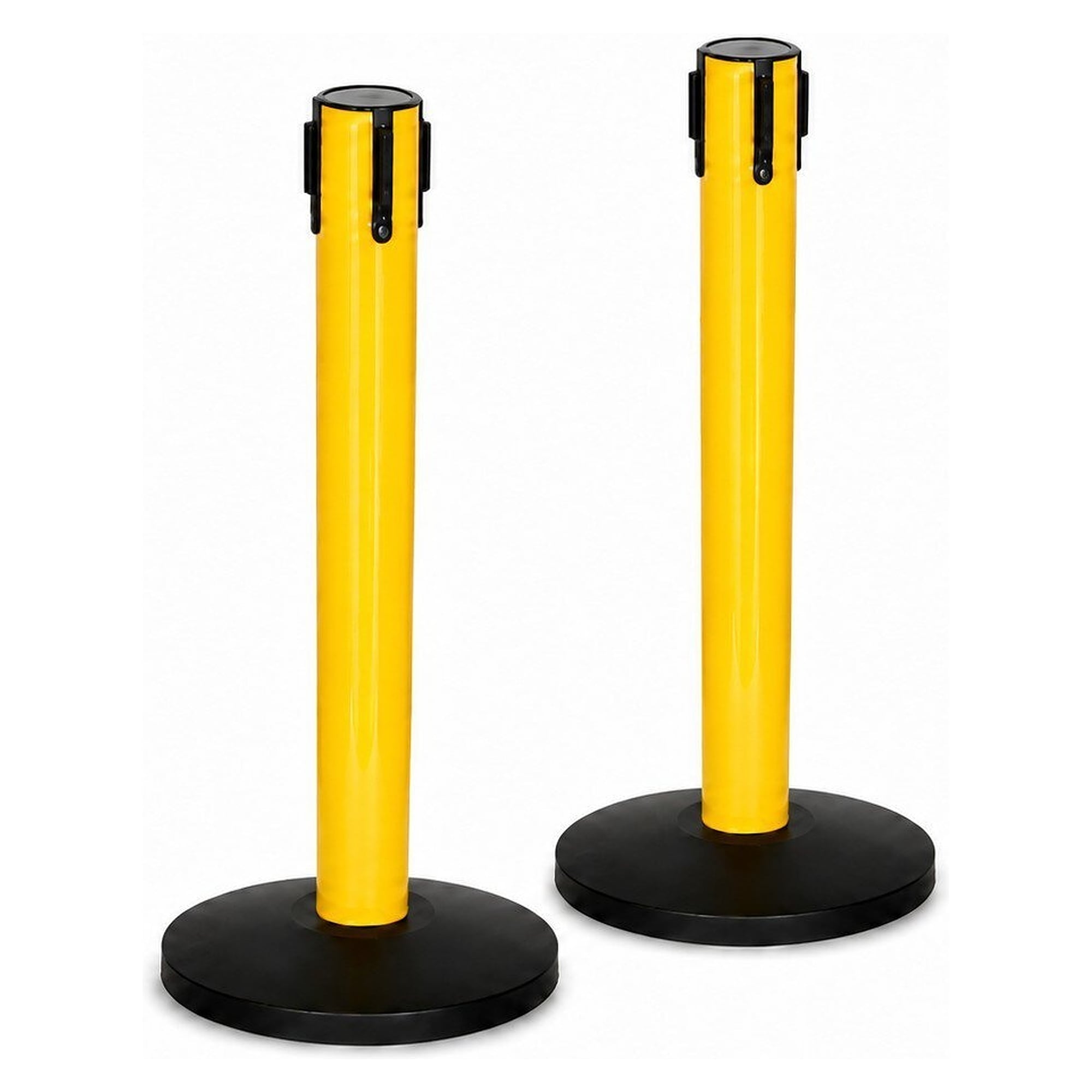 Lot de 2 poteaux de délimitation à sangle 5 m imprimée ESD PROTECTED AREA, jaune - Safeguard SG-GAP-GE-96cm-2PCs
