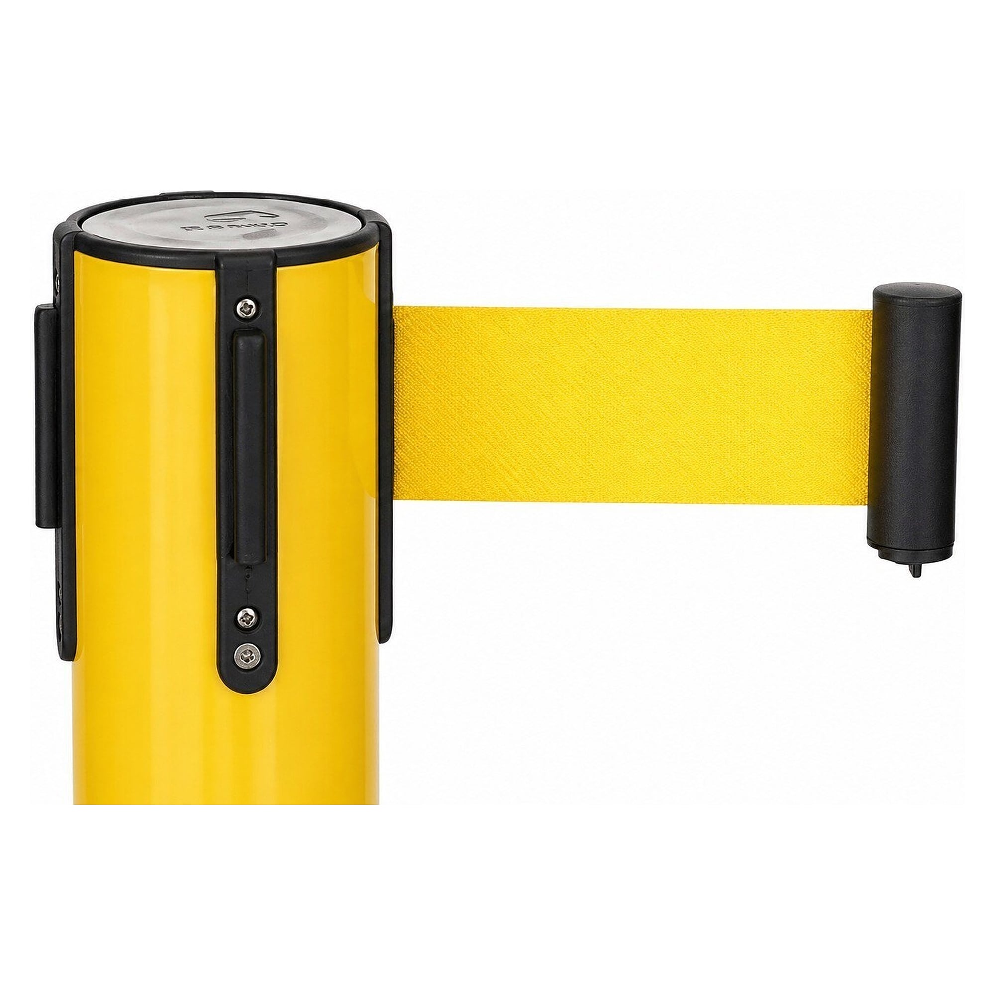 Lot de 2 poteaux de délimitation à sangle 5 m imprimée ESD PROTECTED AREA, jaune - Safeguard SG-GAP-GE-96cm-2PCs