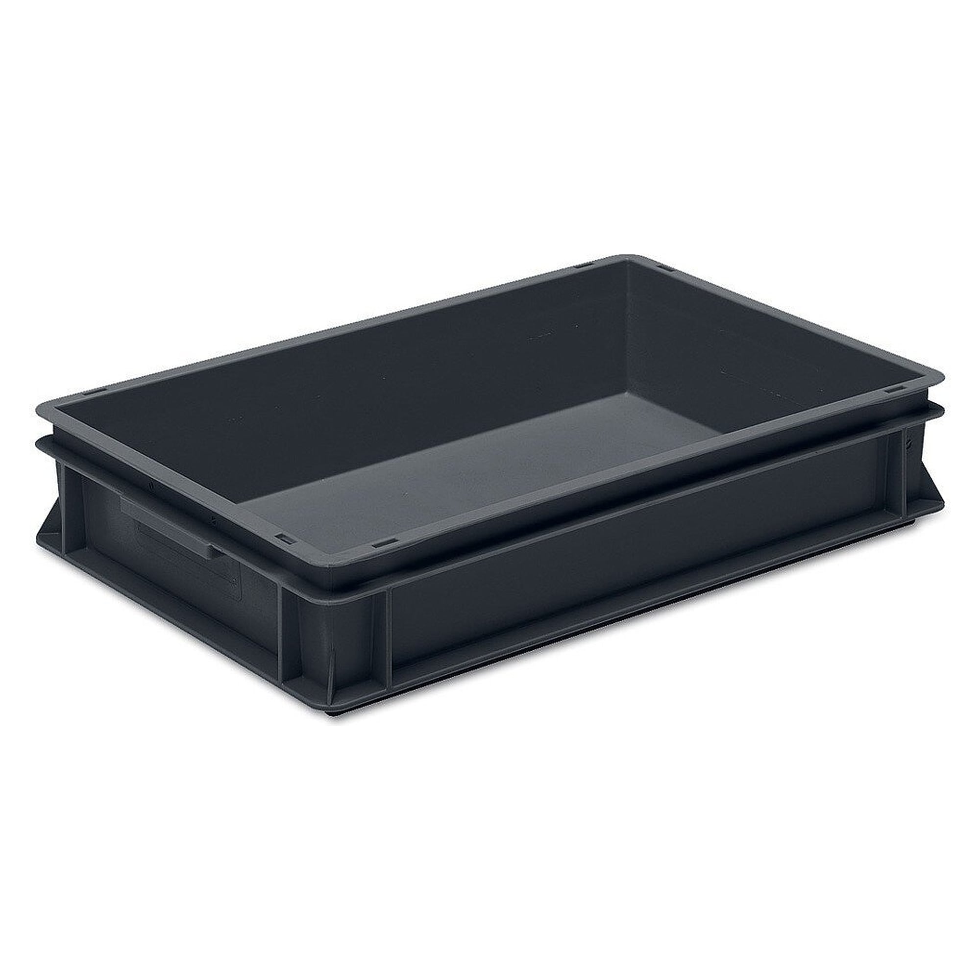 RAKO ESD-Eurobehälter 600 x 400 x 120 mm, schwarz, ESD-PP, stapelbar, mit Muschelgriffen - Utz 3-200G-0.EL.9210