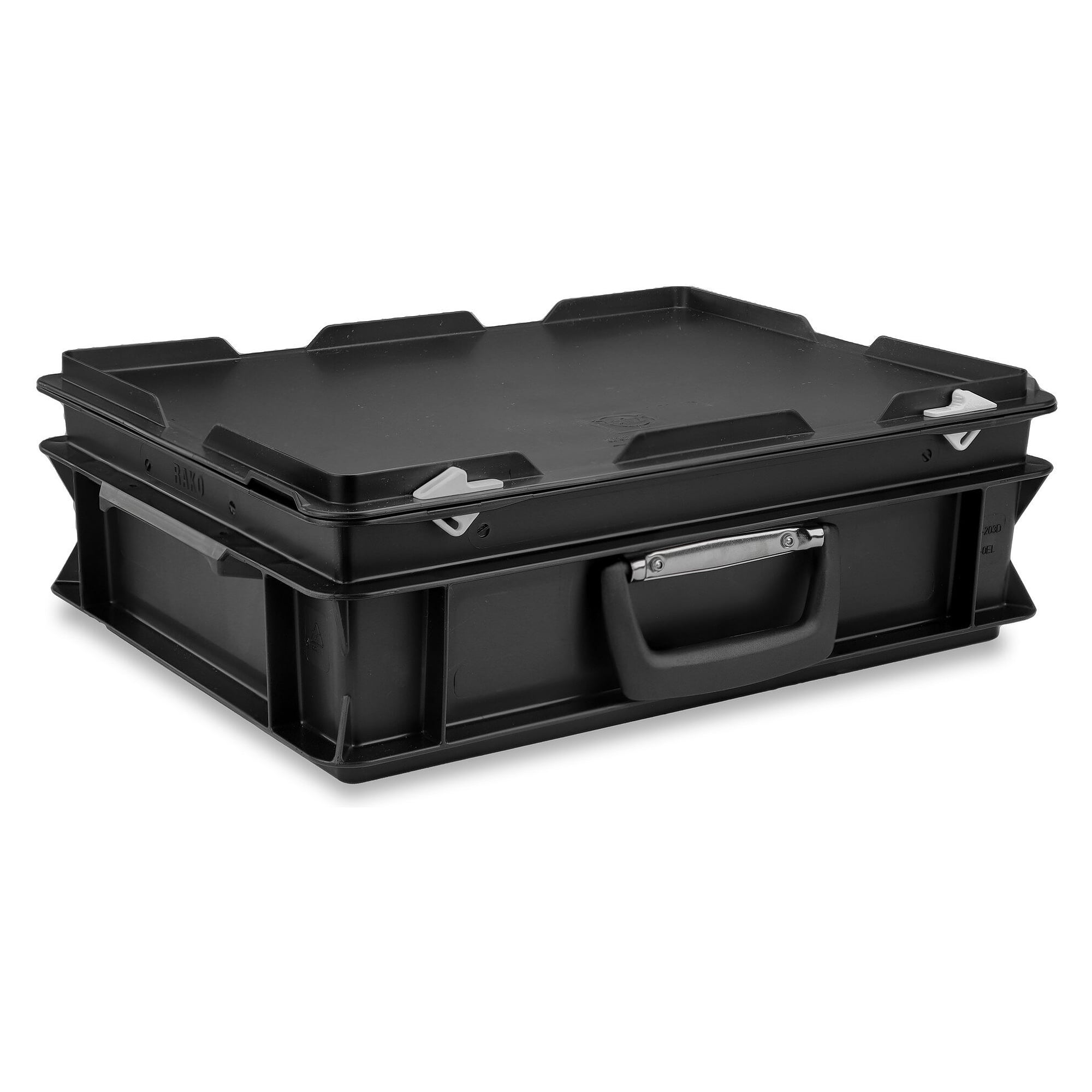 RAKO ESD Case with Hinged Lid 400 x 300 x 133 mm, 10 l, Dissipative, Black - Utz 35-203.EL