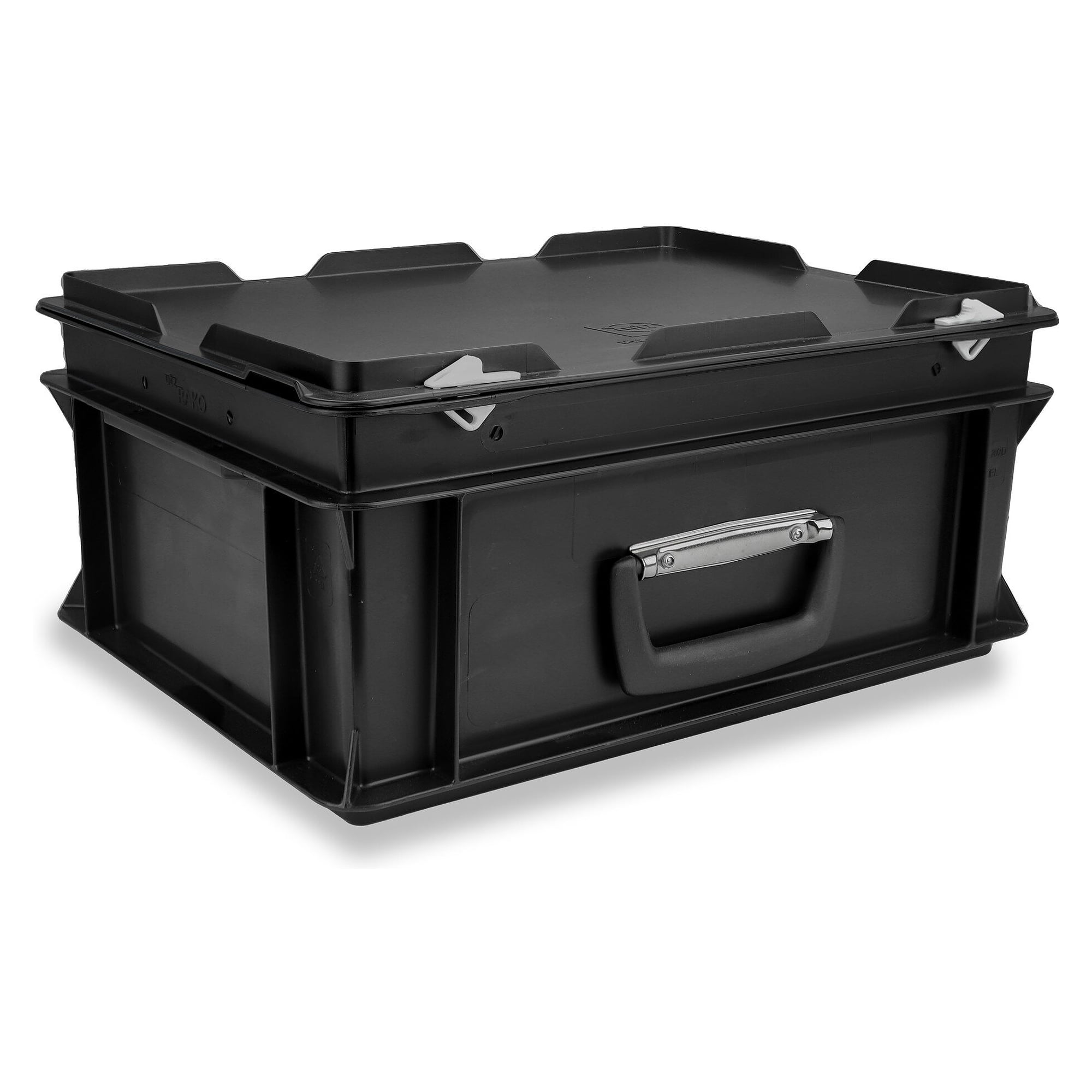 ESD-Koffer RAKO mit Scharnierdeckel 400 x 300 x 183 mm, 15 l, ableitfähig, schwarz - Utz 35-207-0.EL