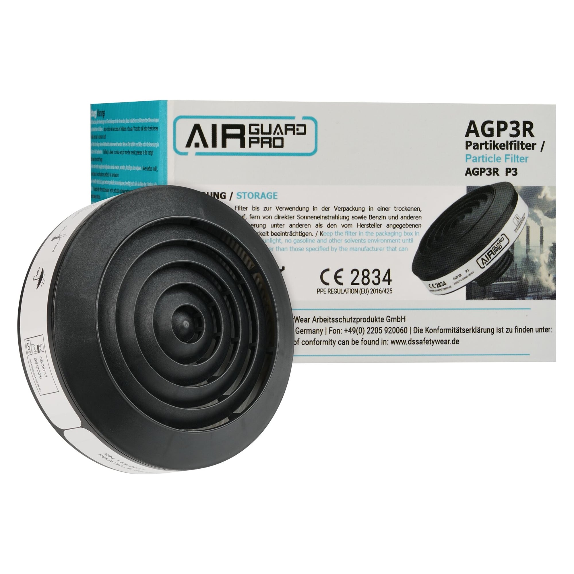 Partikelfilter P3 R mit RD40-Gewindeanschluss für Vollmaske AirGuard Pro AG700 - DS Safety Wear AGP3R