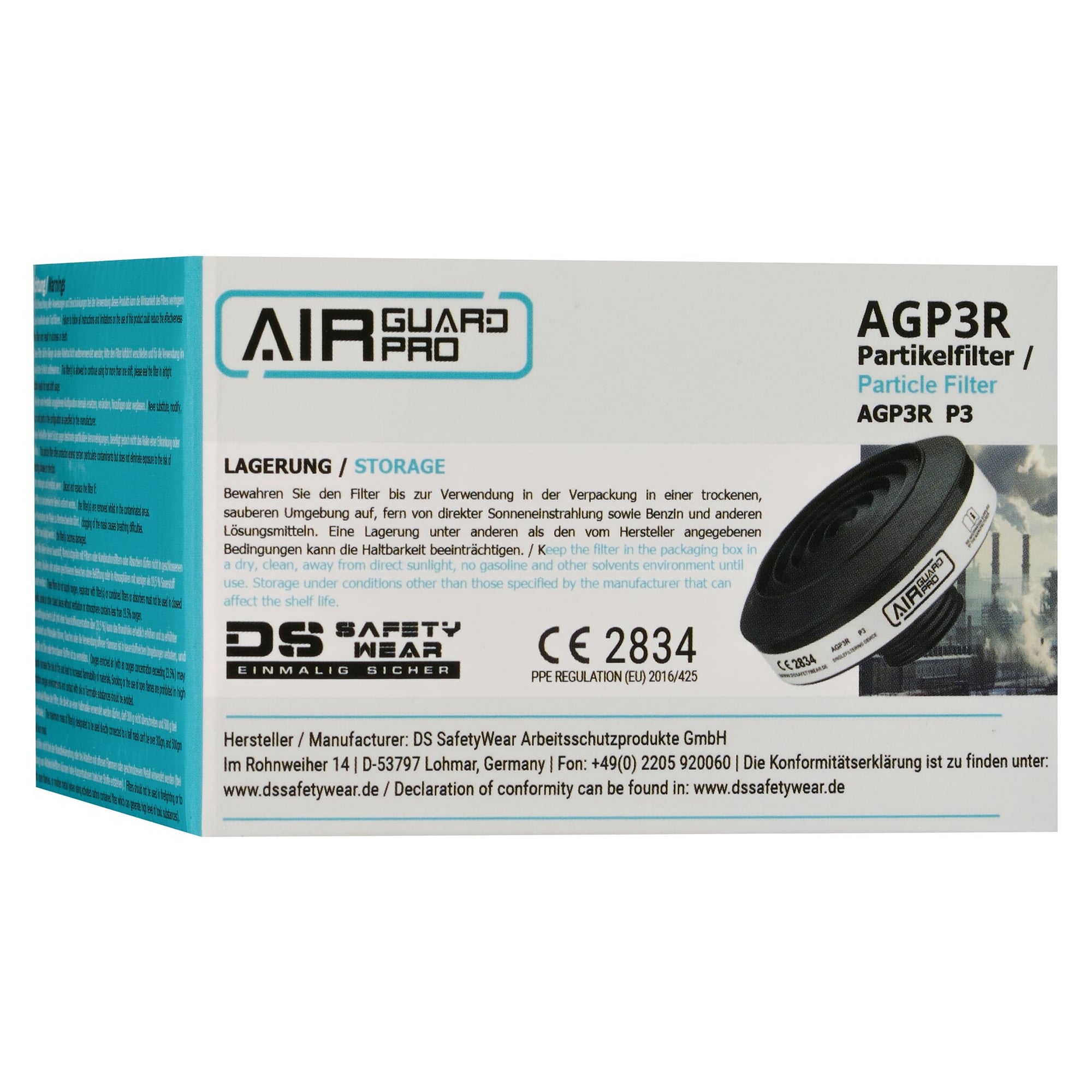 Partikelfilter P3 R mit RD40-Gewindeanschluss für Vollmaske AirGuard Pro AG700 - DS Safety Wear AGP3R