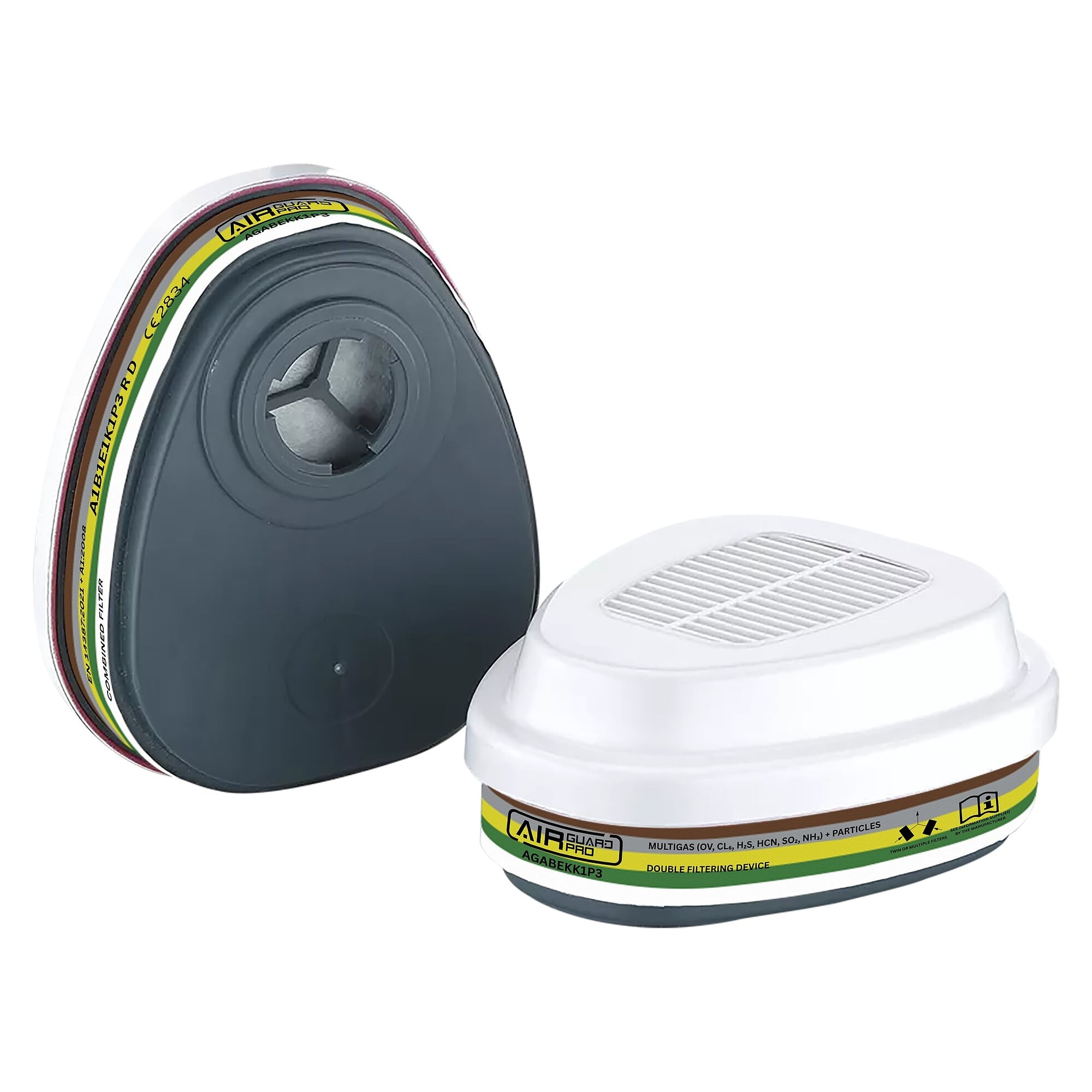 Kombifilter A1B1E1K1 P3 R D mit Bajonettanschluss für AirGuard Pro AG360 und AG700, Paar - DS Safety Wear AGABEKK1P3