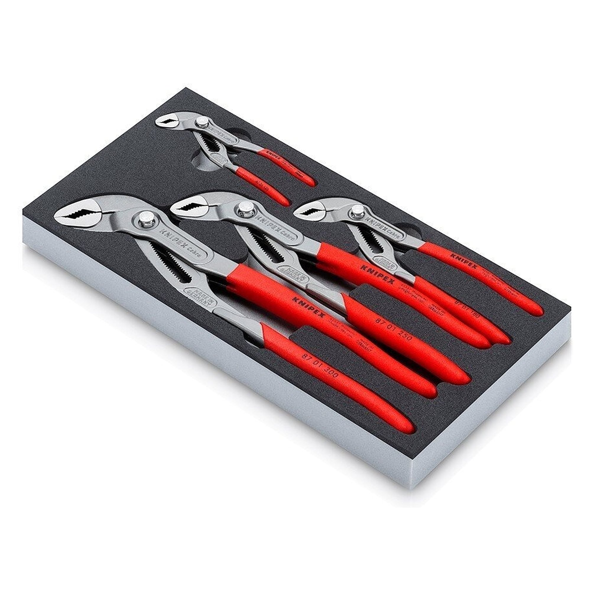 Cobra water pump pliers set 125 to 300 mm in foam insert for workshop trolleys - Knipex 00 20 01 V23