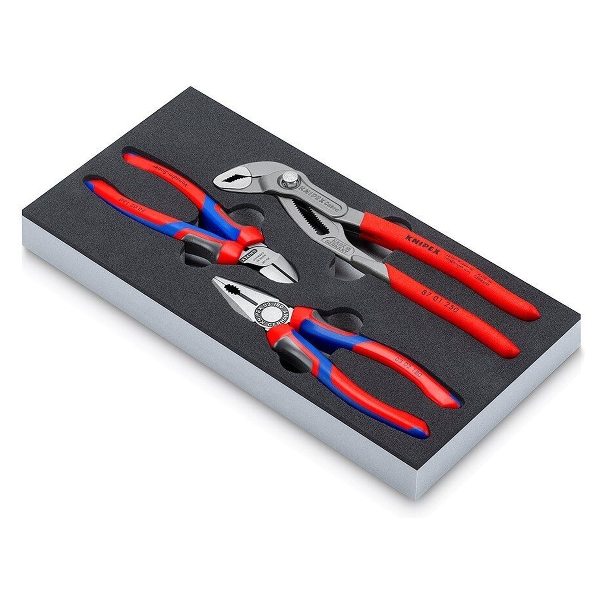Bestseller pliers set, 3 pieces, in foam insert for workshop trolleys - Knipex 00 20 01 V26