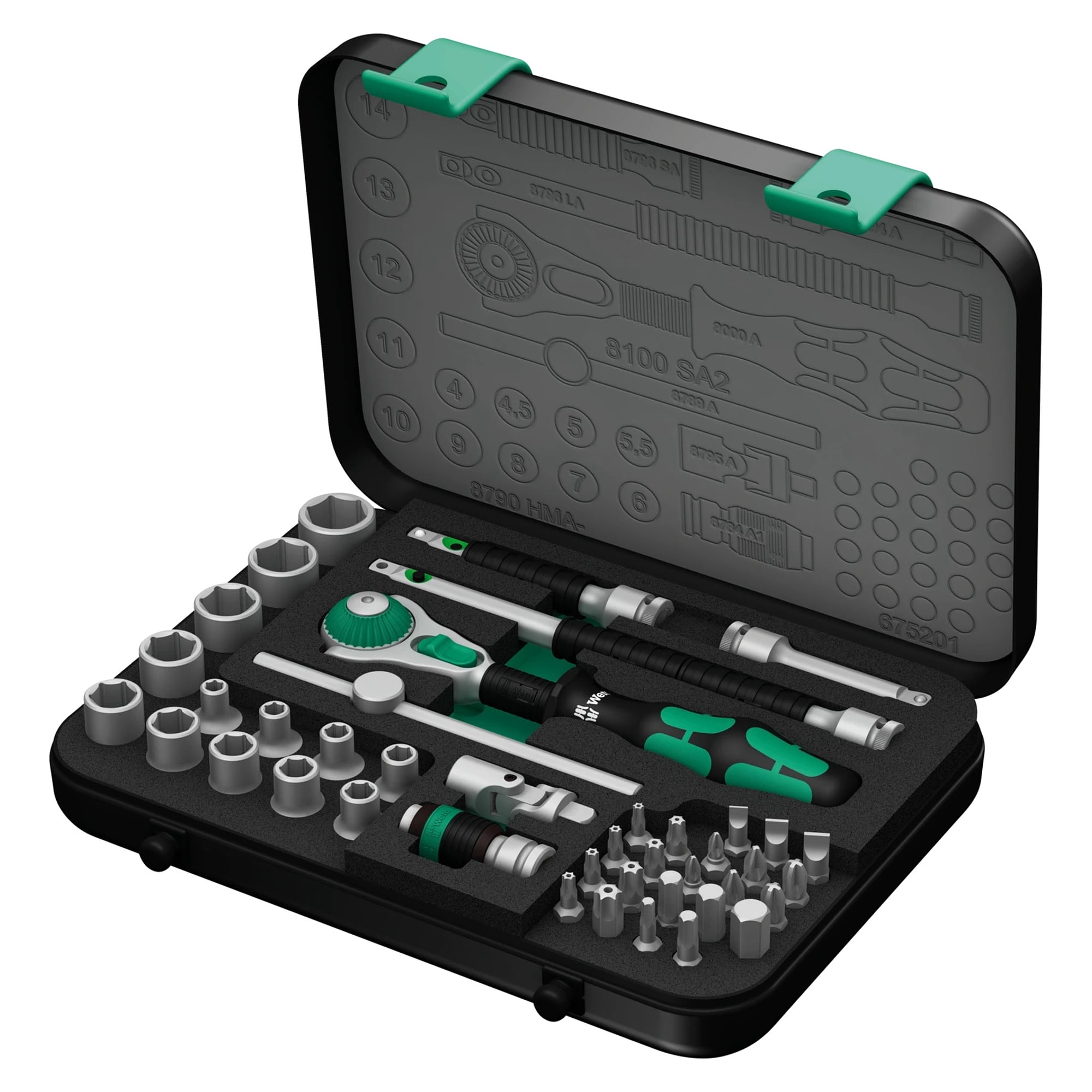 8100 SA 2 Jeu cliquet Zyklop Speed, carré 1/4", métrique, 42 pièces - Wera 05003533001