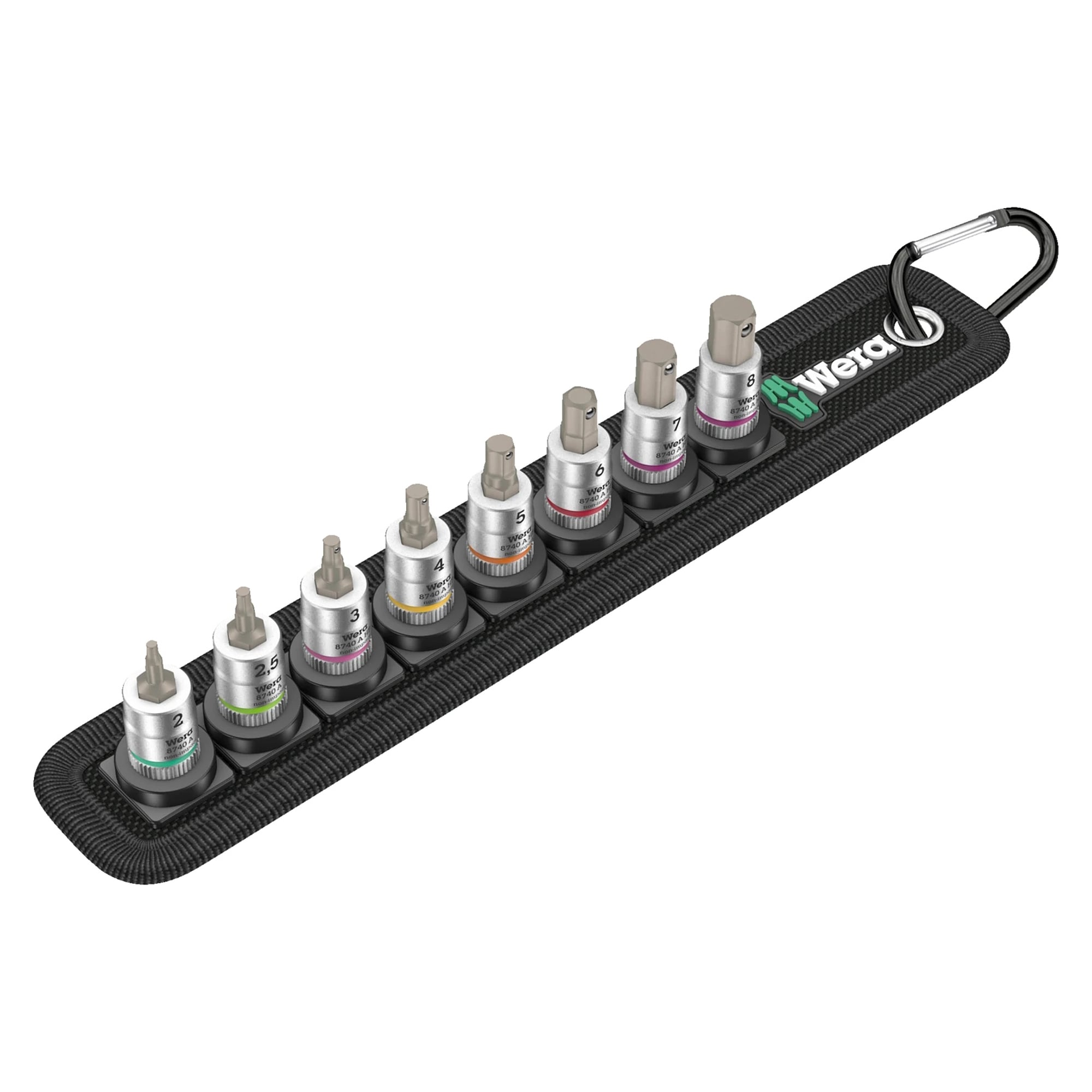 Belt A 2 Zyklop Bitnuss-Satz Innensechskant 2-8 mm, mit Haltefunktion, 1/4"-Antrieb, 8-teilig - Wera 05003881001