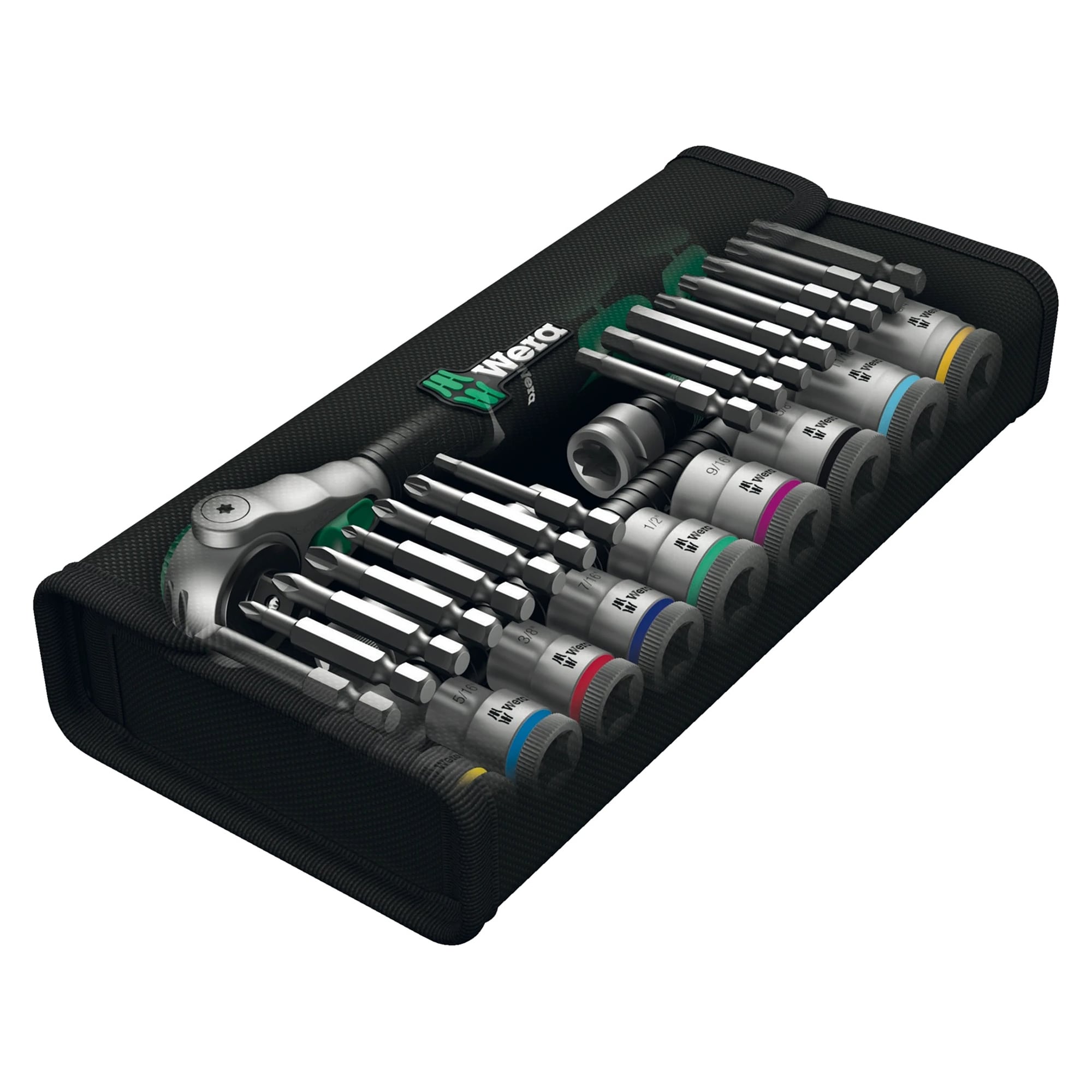8100 SB 9 Zyklop Speed Ratchet Set 3/8" drive, imperial, 29 pieces - Wera 05004049001