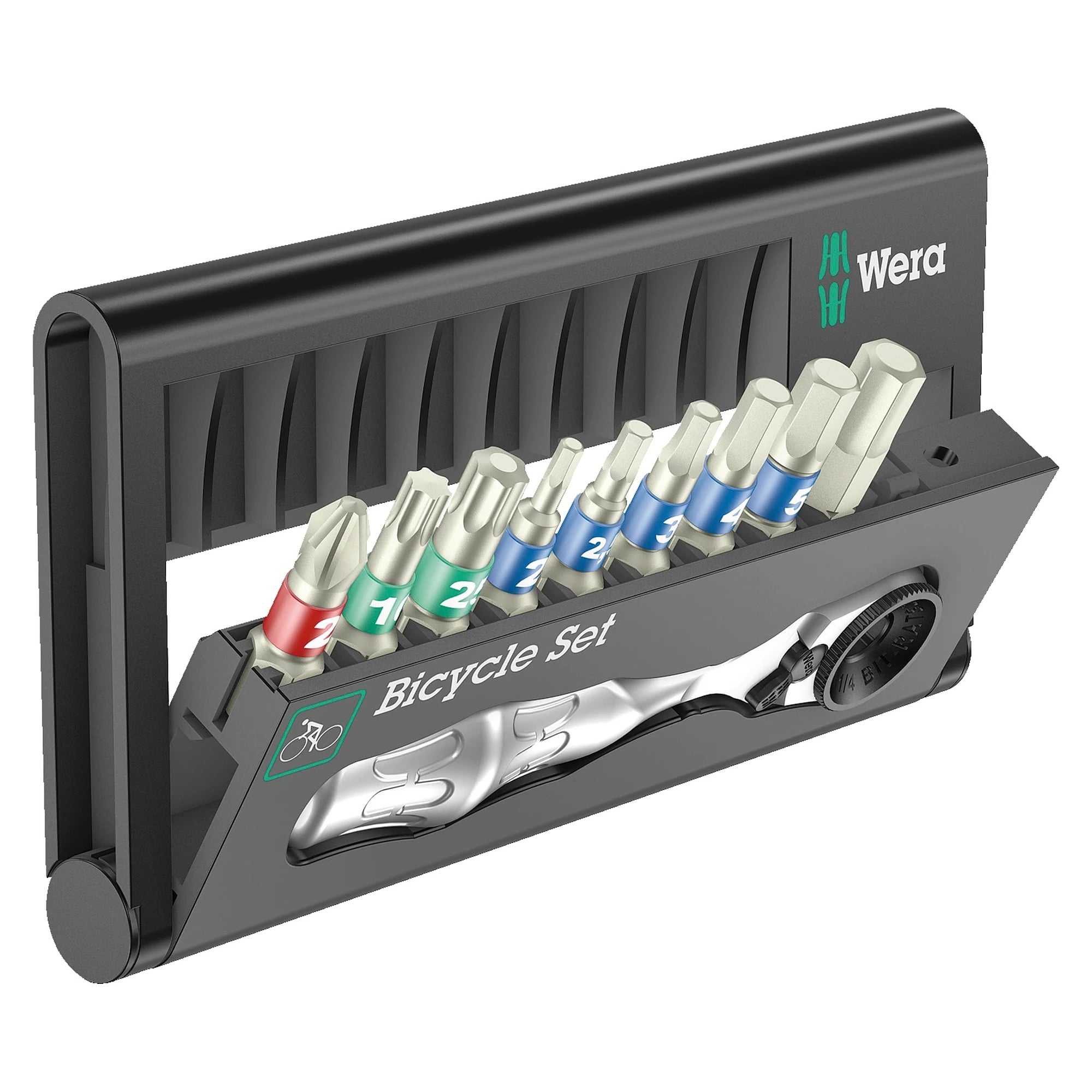 Bicycle Set 9 Jeu Zyklop Mini avec cliquet 1/4" et embouts inox, 10 pièces - Wera 05004177001