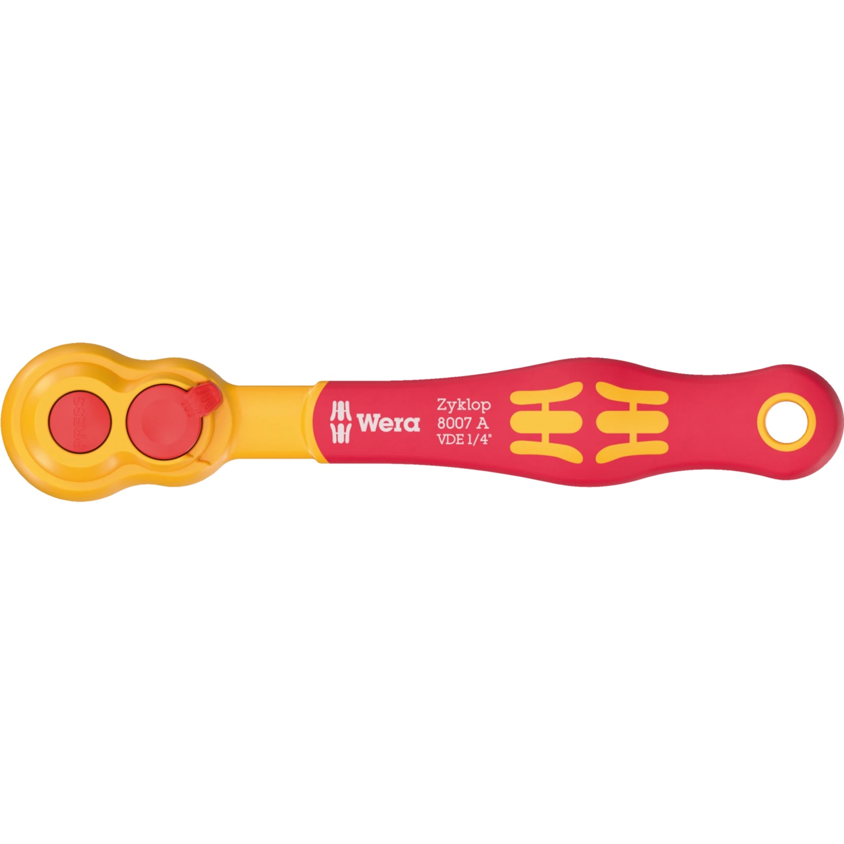 8007 A Cliquet Zyklop VDE isolé avec levier d'inversion, 1/4" x 144 mm, 1000 V - Wera 05004866001