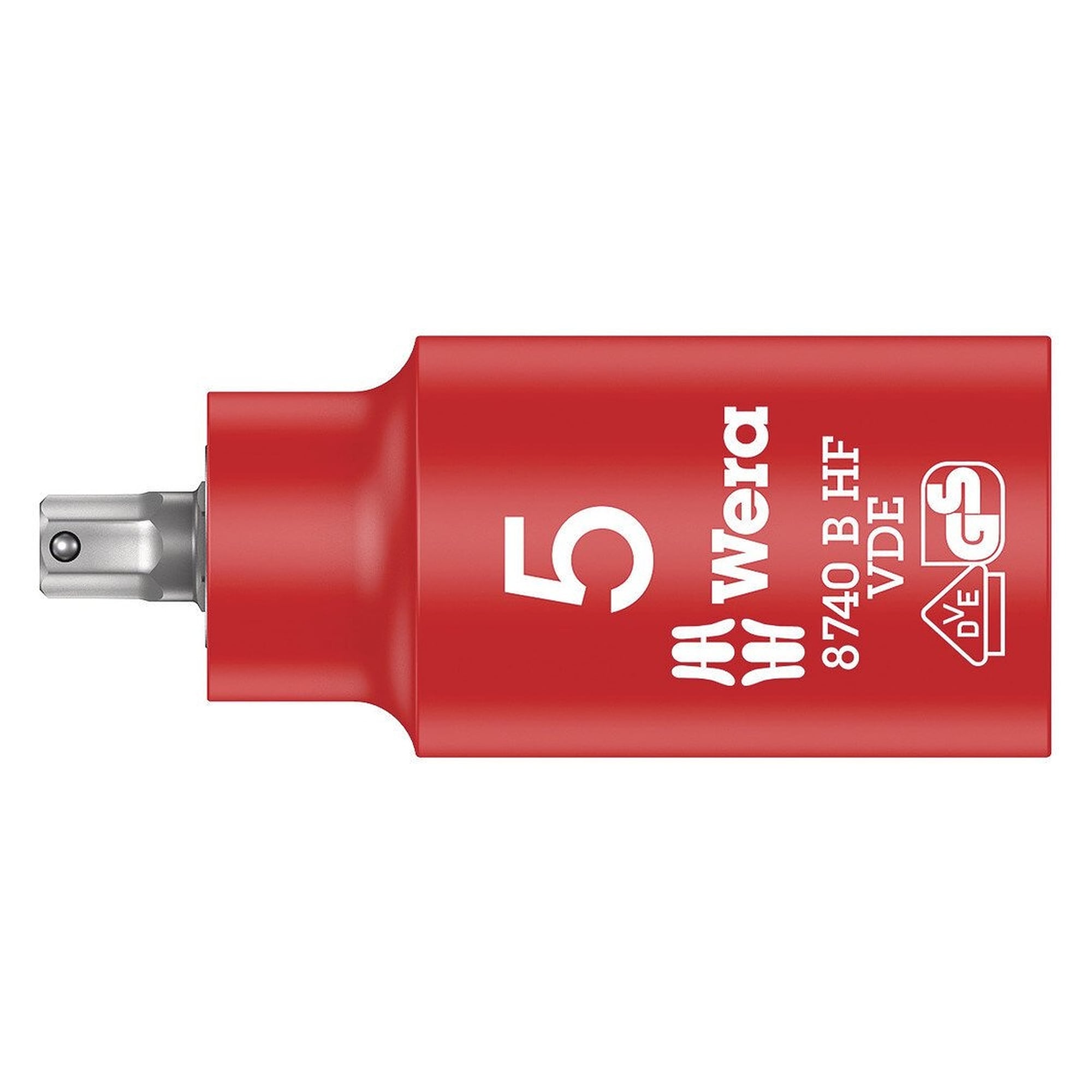 8740 B VDE HF Douille-embout Zyklop six pans creux 5 mm, isolée, carré 3/8", fonction de retenue - Wera 05004901001