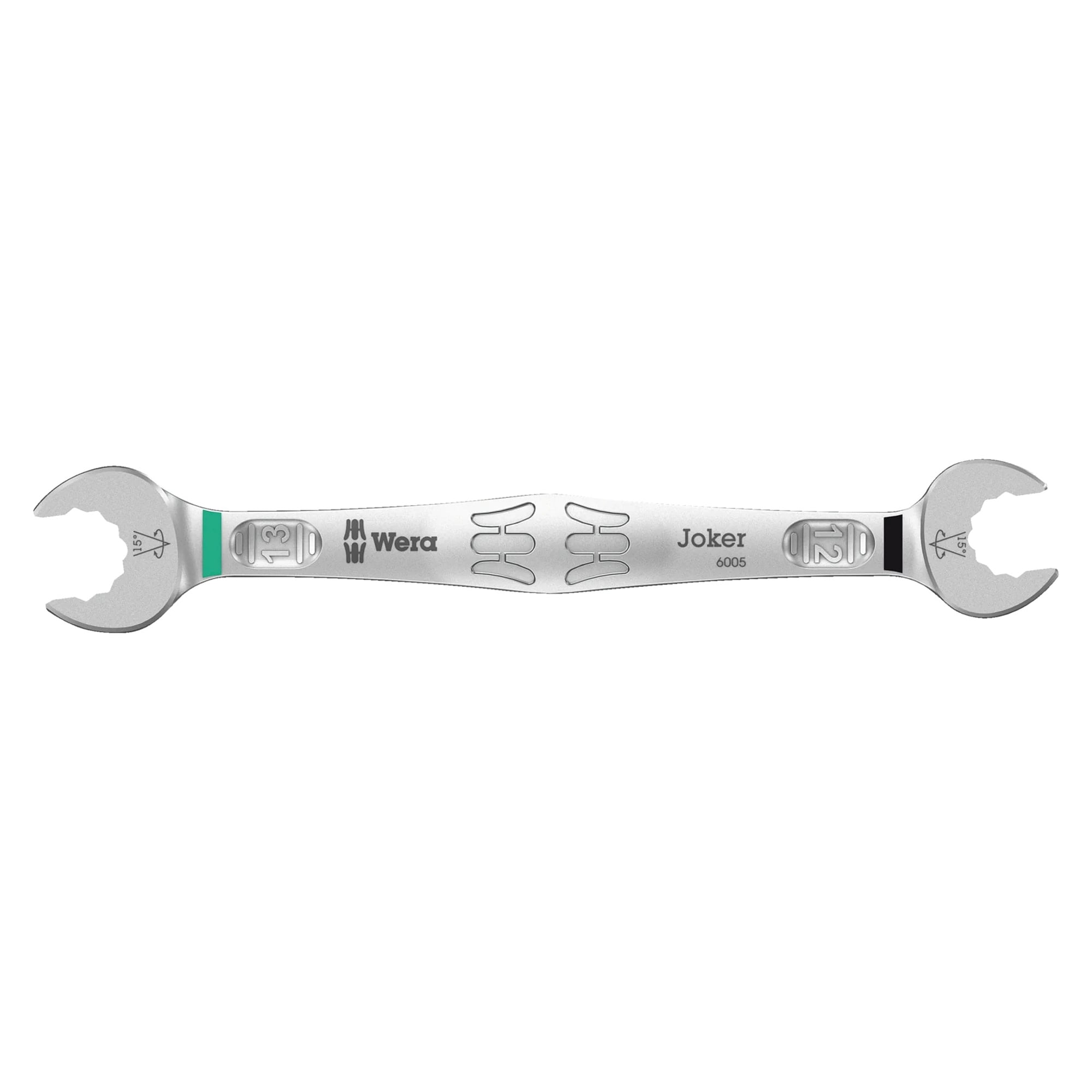 6005 Joker Doppelmaulschlüssel SW 12 x 13 mm, 166 mm, Maul packt alle 15° - Wera 05020313001