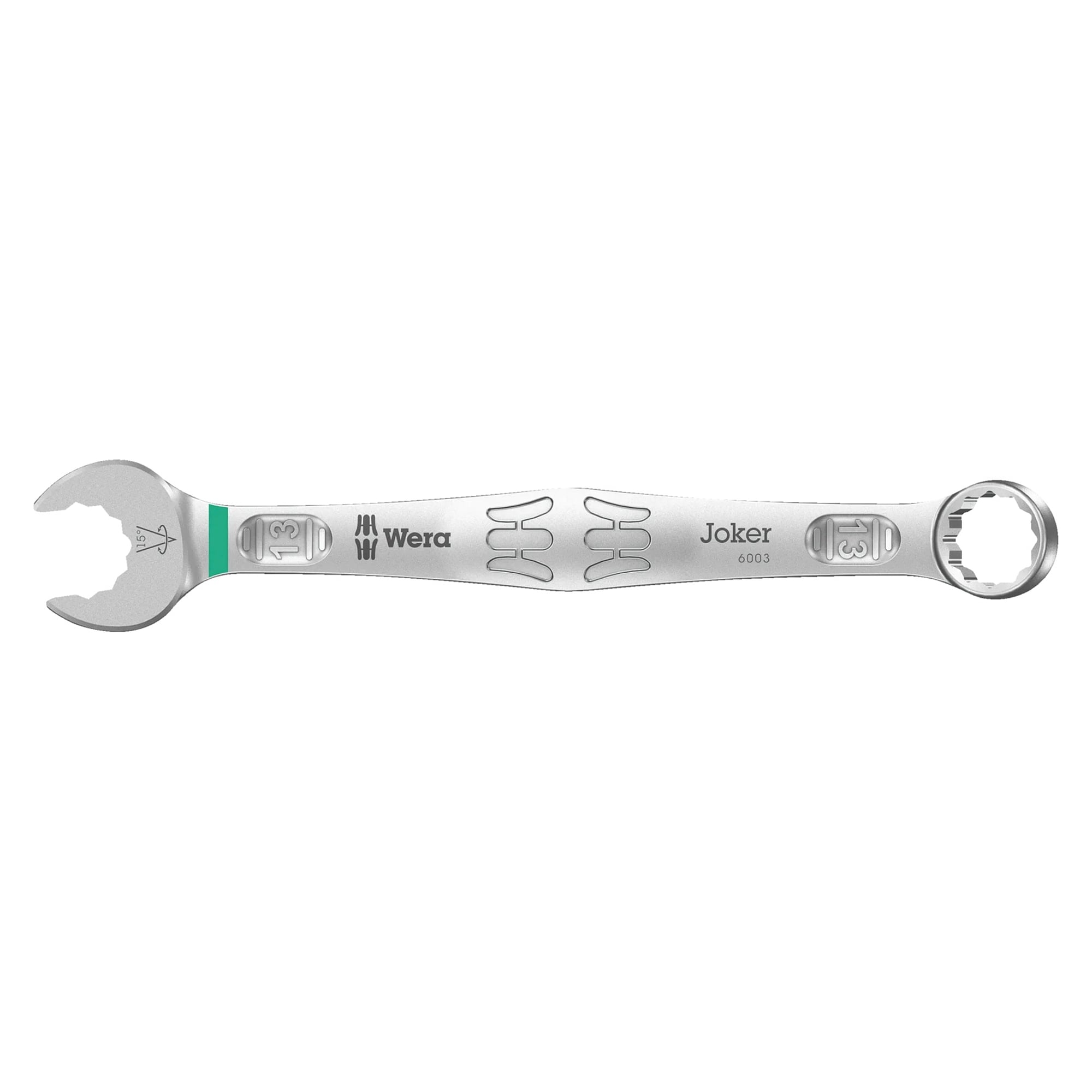 6003 Joker combination wrench 21 x 260 mm, open end takes the screw every 15°, 15° cranked ring - Wera 05020501001