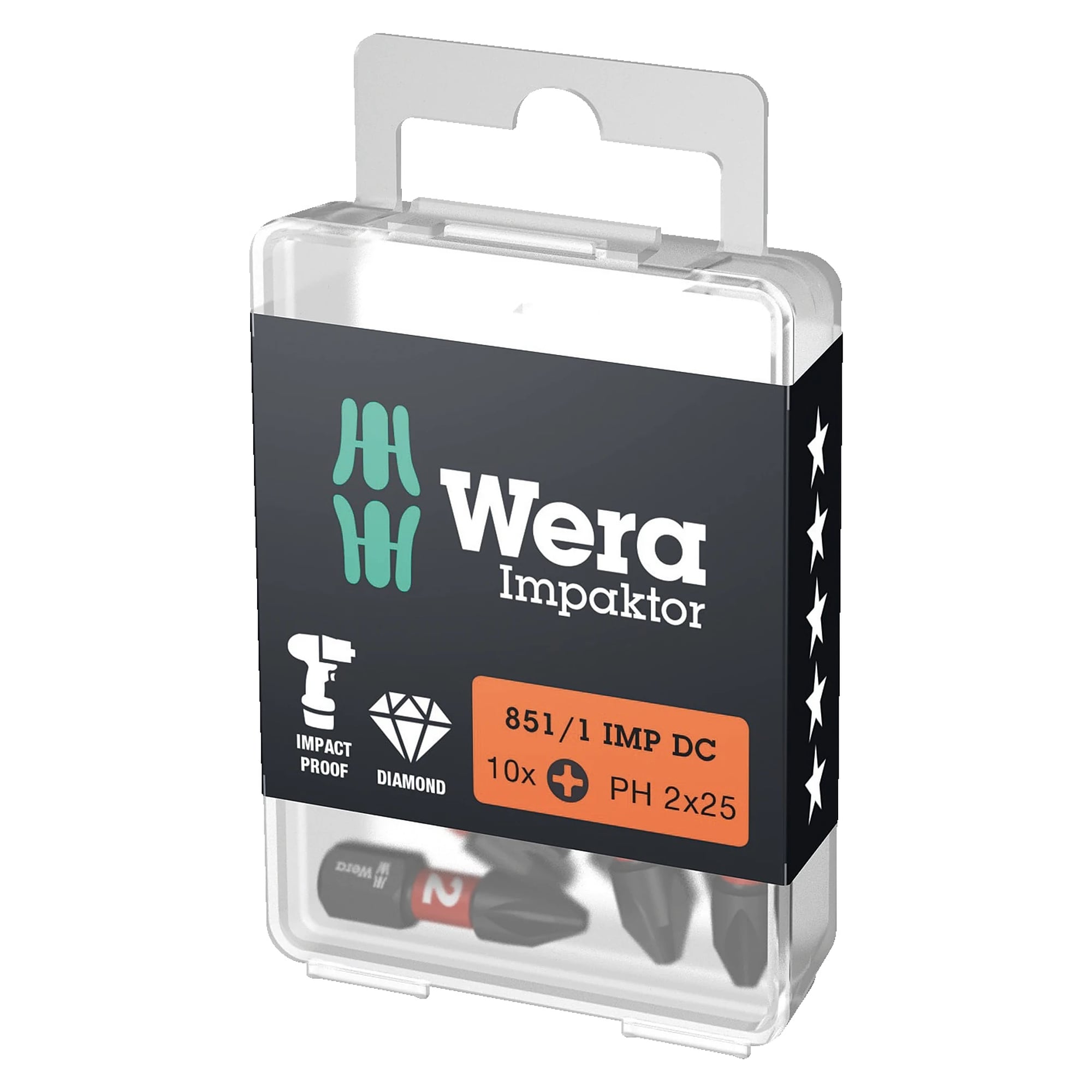 851/1 IMP DC Impaktor PH Bits PH 3 x 25 mm, 10-teilig, DIY-Box - Wera 05057617001
