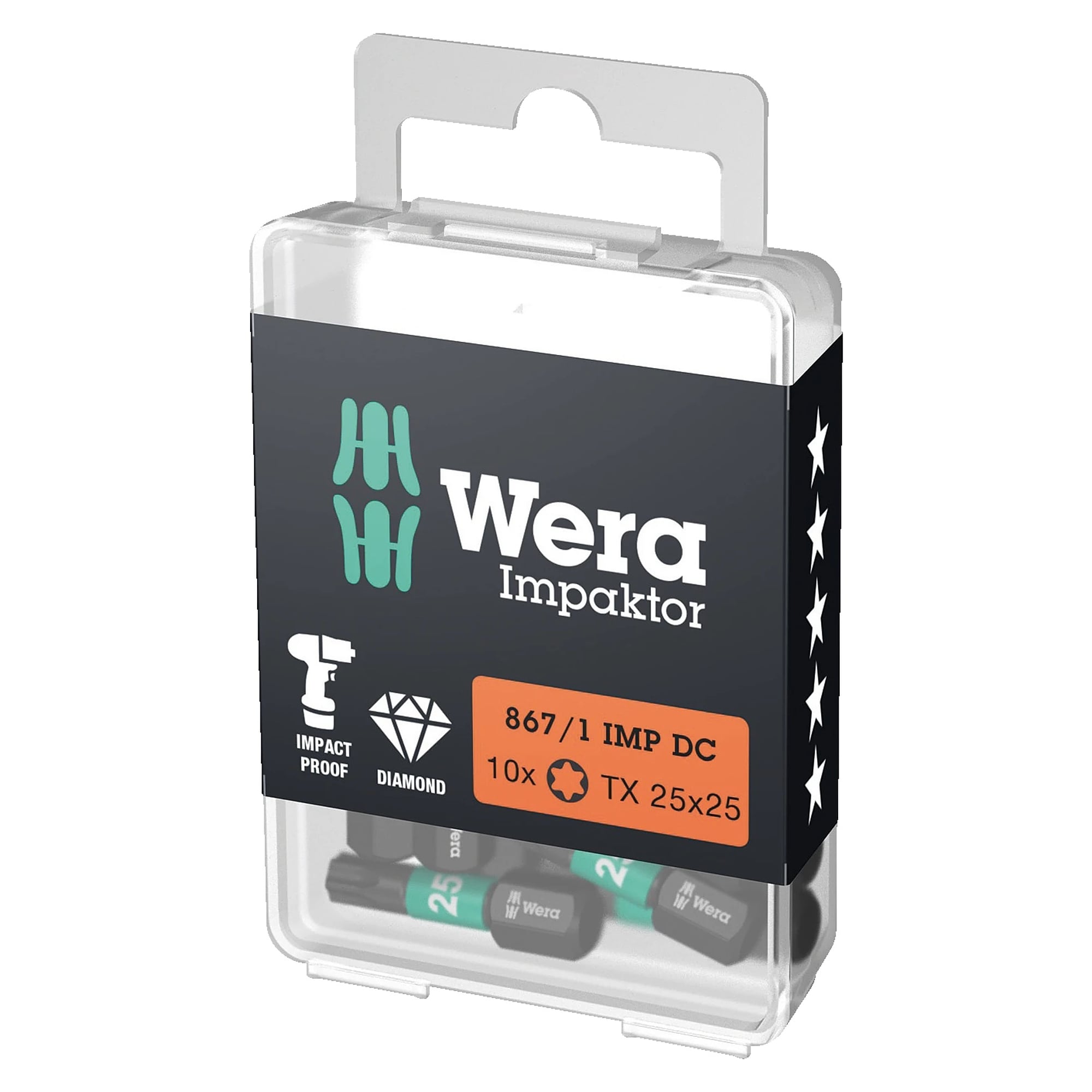 867/1 IMP DC Impaktor TORX Bits TX 40 x 25 mm, 10-teilig, DIY-Box - Wera 05057627001