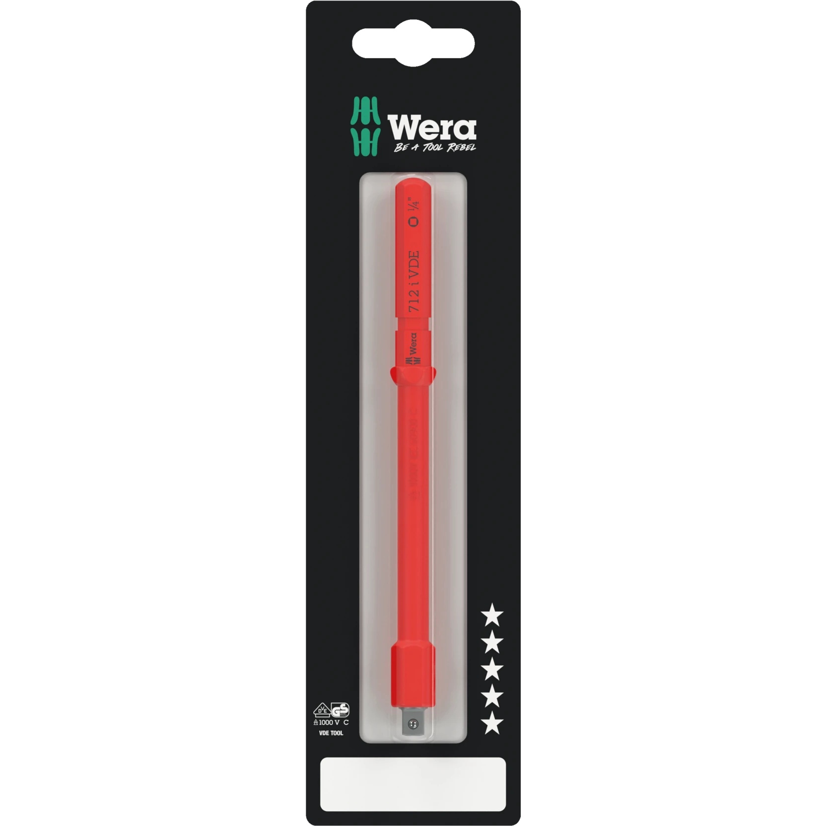 Lame/adaptateur Kraftform Kompakt A VDE 712 i SB, isolée, 9 mm vers 1/4" x 154 mm - Wera 05073702001