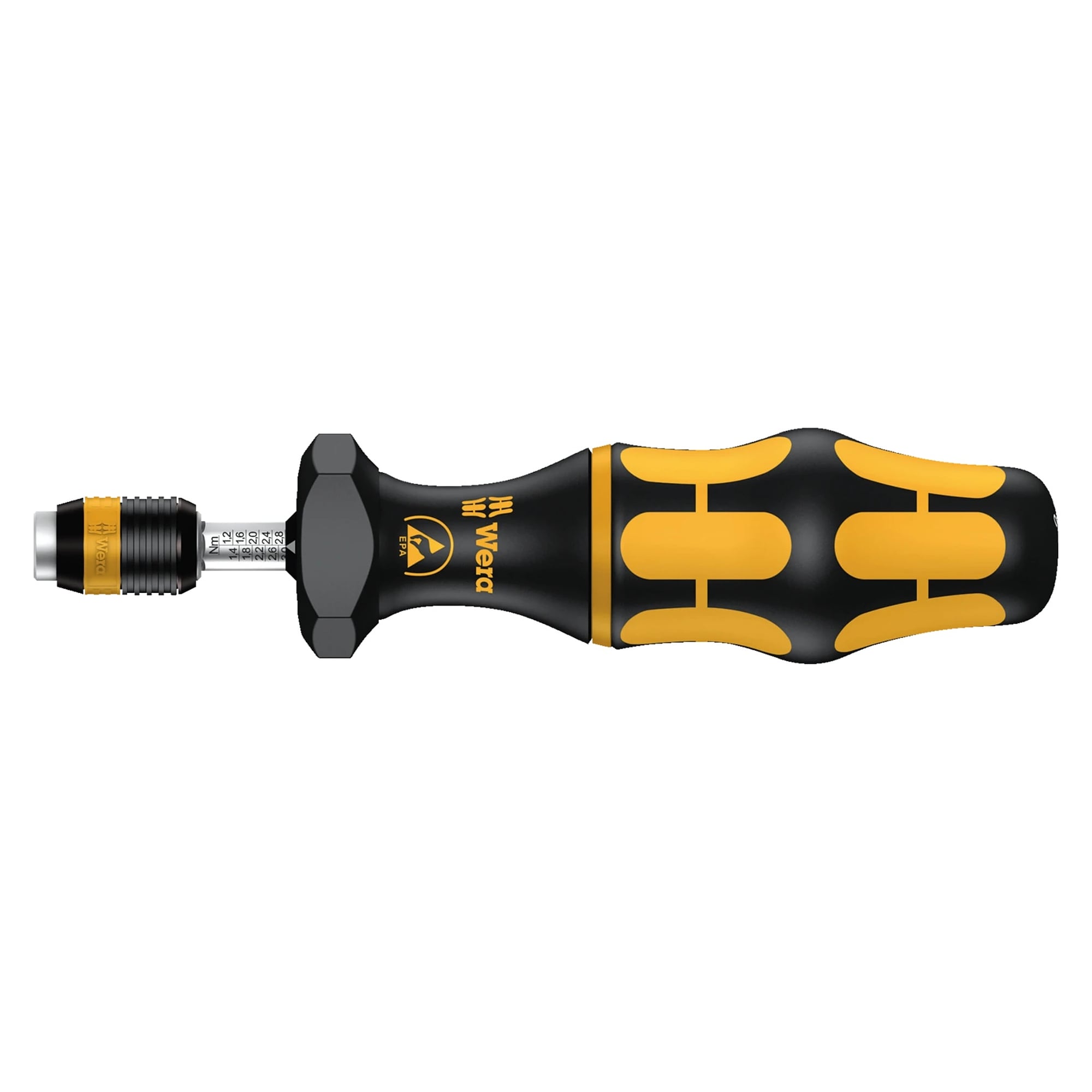 Kraftform 7432 ESD tournevis dynamométrique réglable 0,90-1,50 Nm, Rapidaptor 1/4" - Wera 05074784001