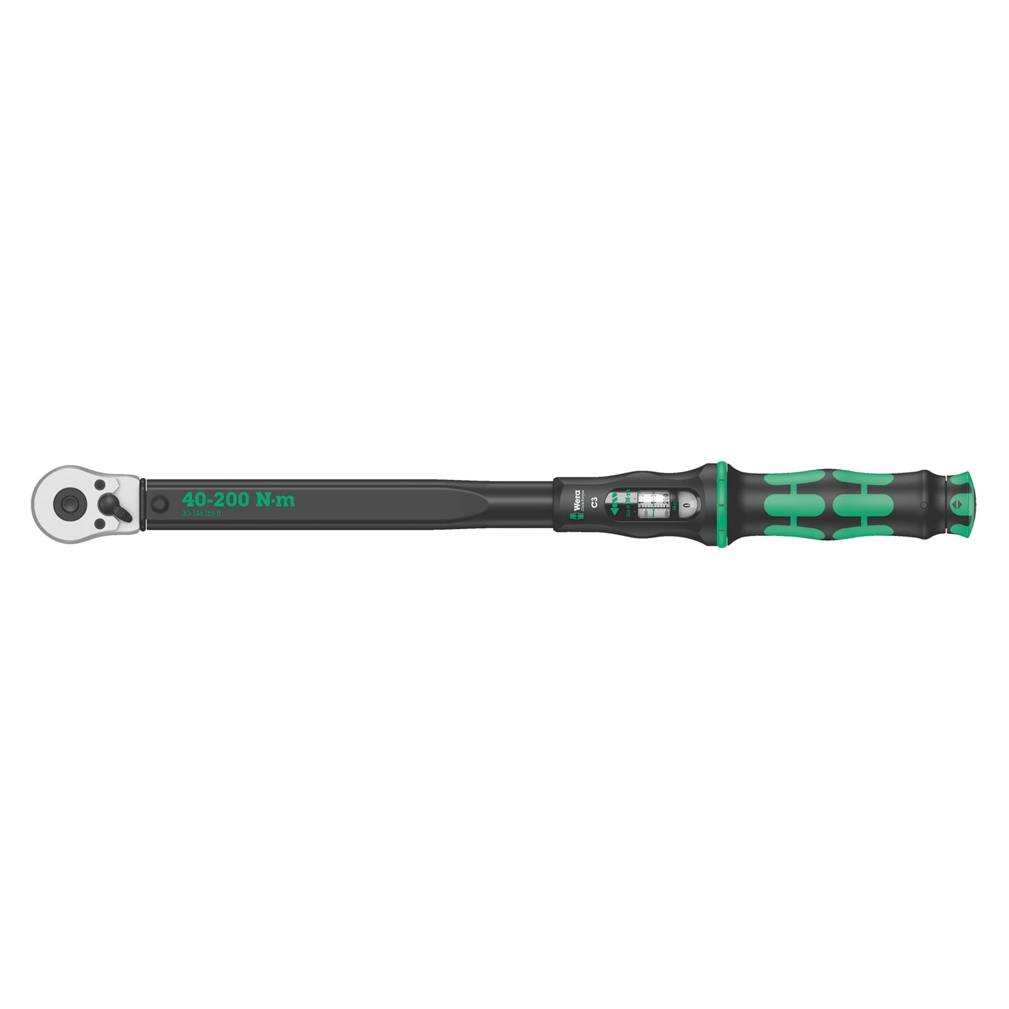 Click-Torque C 3 torque wrench with reversible ratchet, 1/2", 40-200 Nm - Wera 05075622001