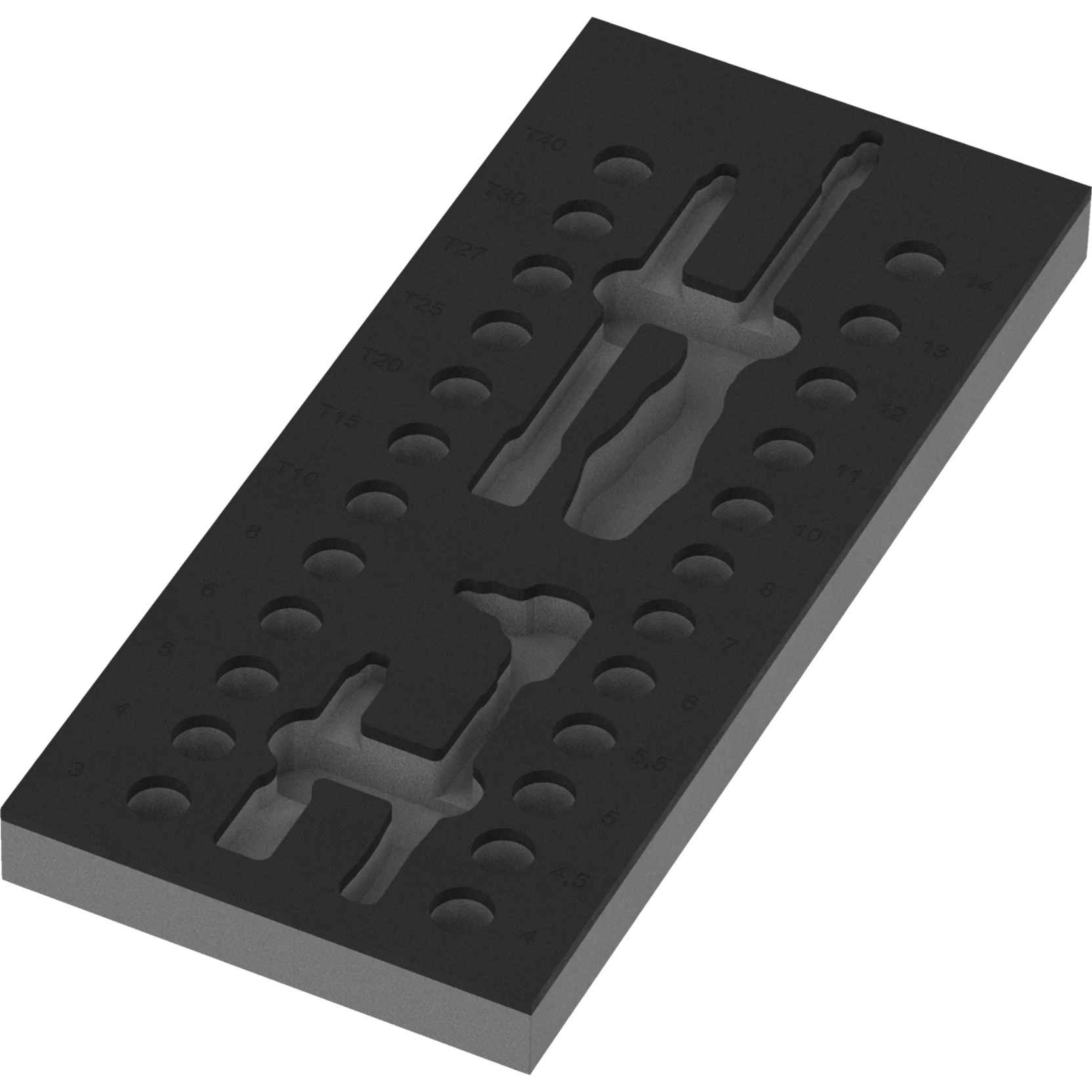 9827 Foam insert 8007 A VDE Zyklop ratchet set 1, 1/4", without tools, 172 x 30 x 392 mm - Wera 05137316001