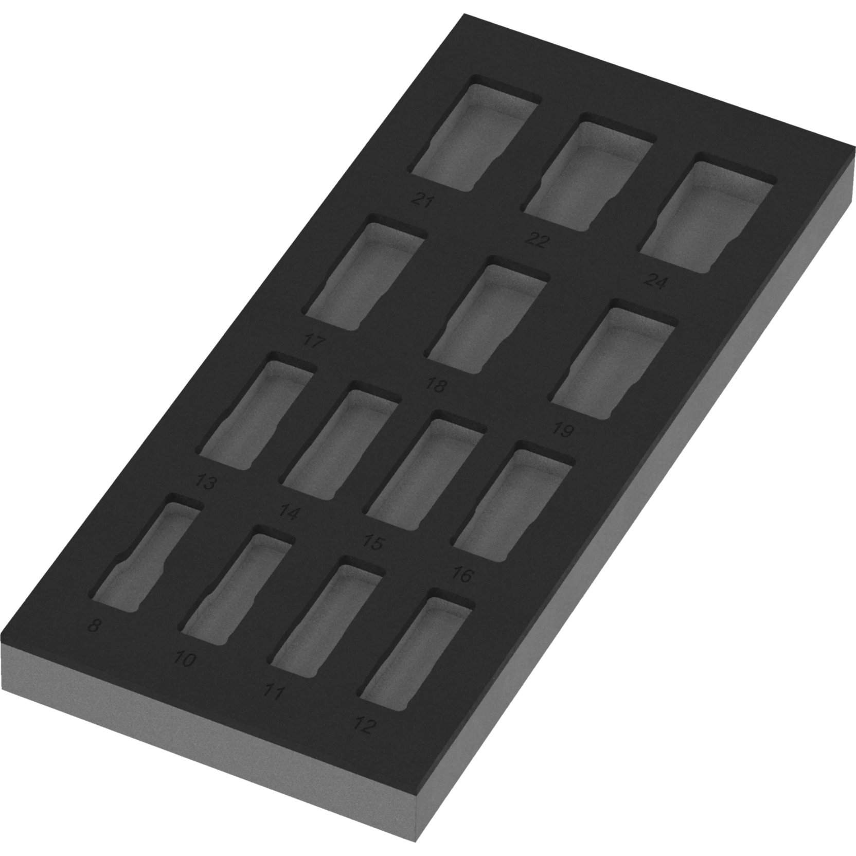Insert en mousse 9828 pour jeu de douilles Zyklop B 3/8" Impaktor Deep 1, sans outils, 172 x 30 x 392 mm - Wera 05137317001