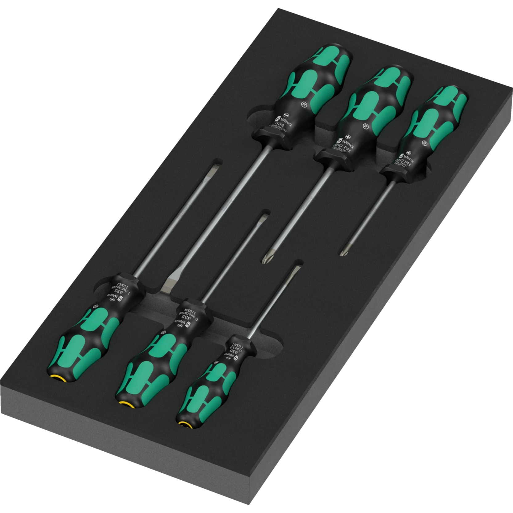 Insert en mousse 9717 avec jeu de tournevis Kraftform série 300 Set 1, 7 pièces, PH et fente - Wera 05150127001